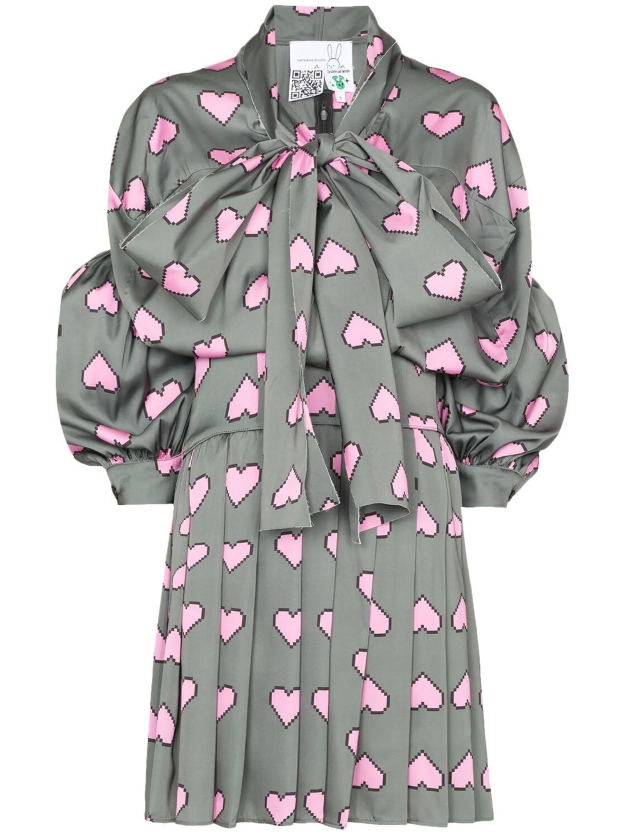 pixel hearts-print minidress