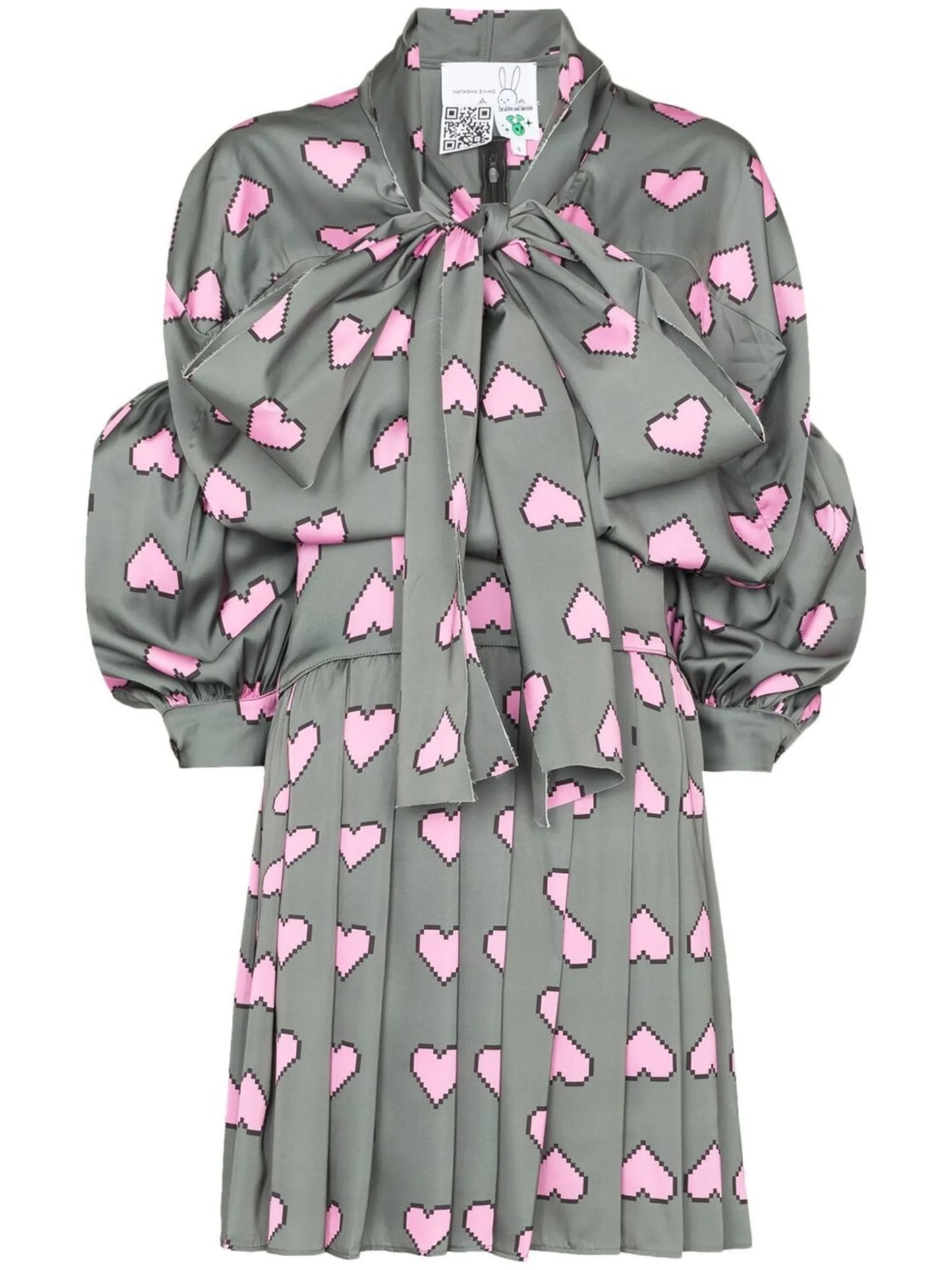 pixel hearts-print minidress