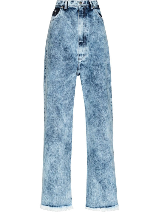 acid-wash wide leg jeans