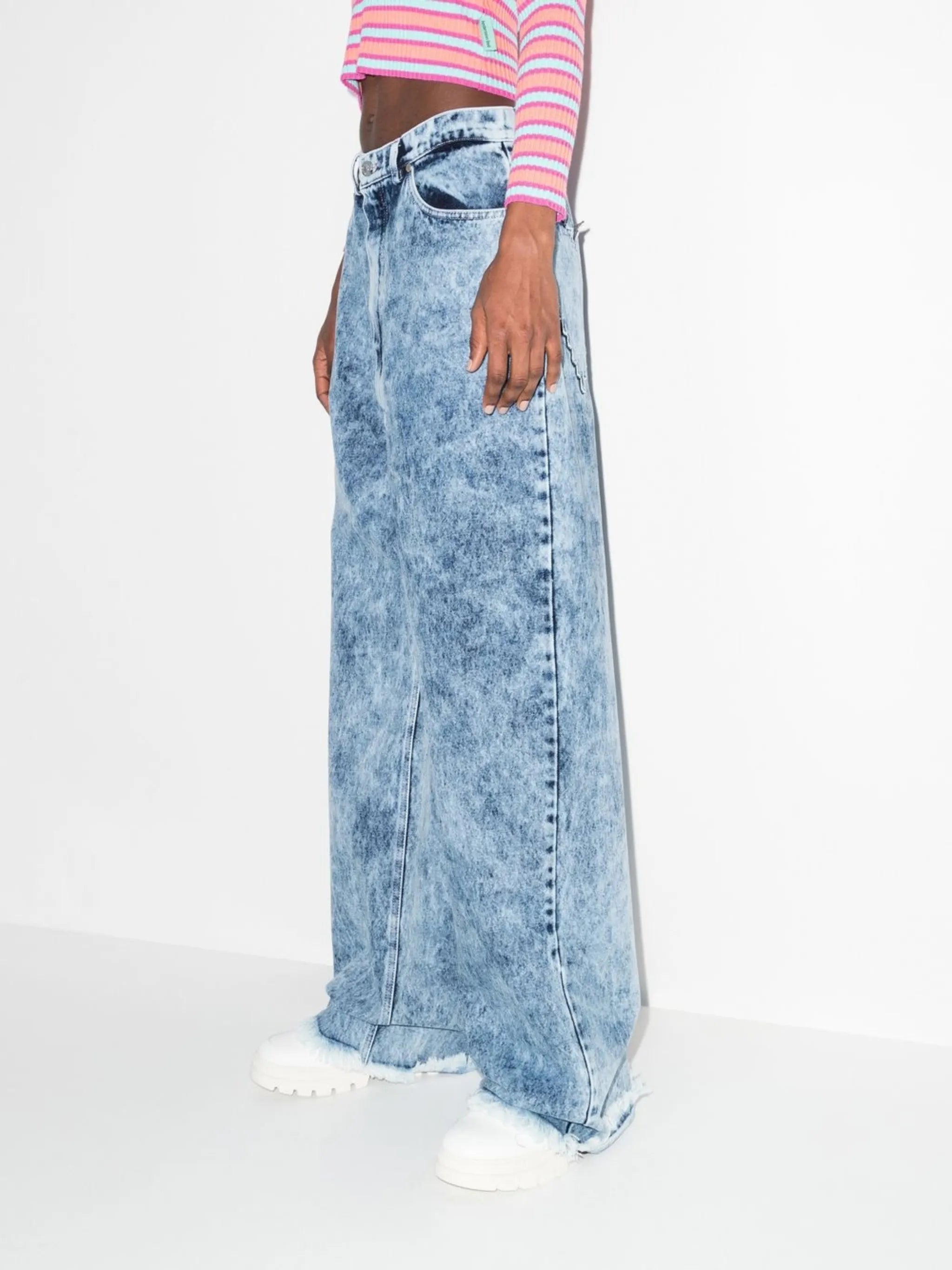 acid-wash wide leg jeans