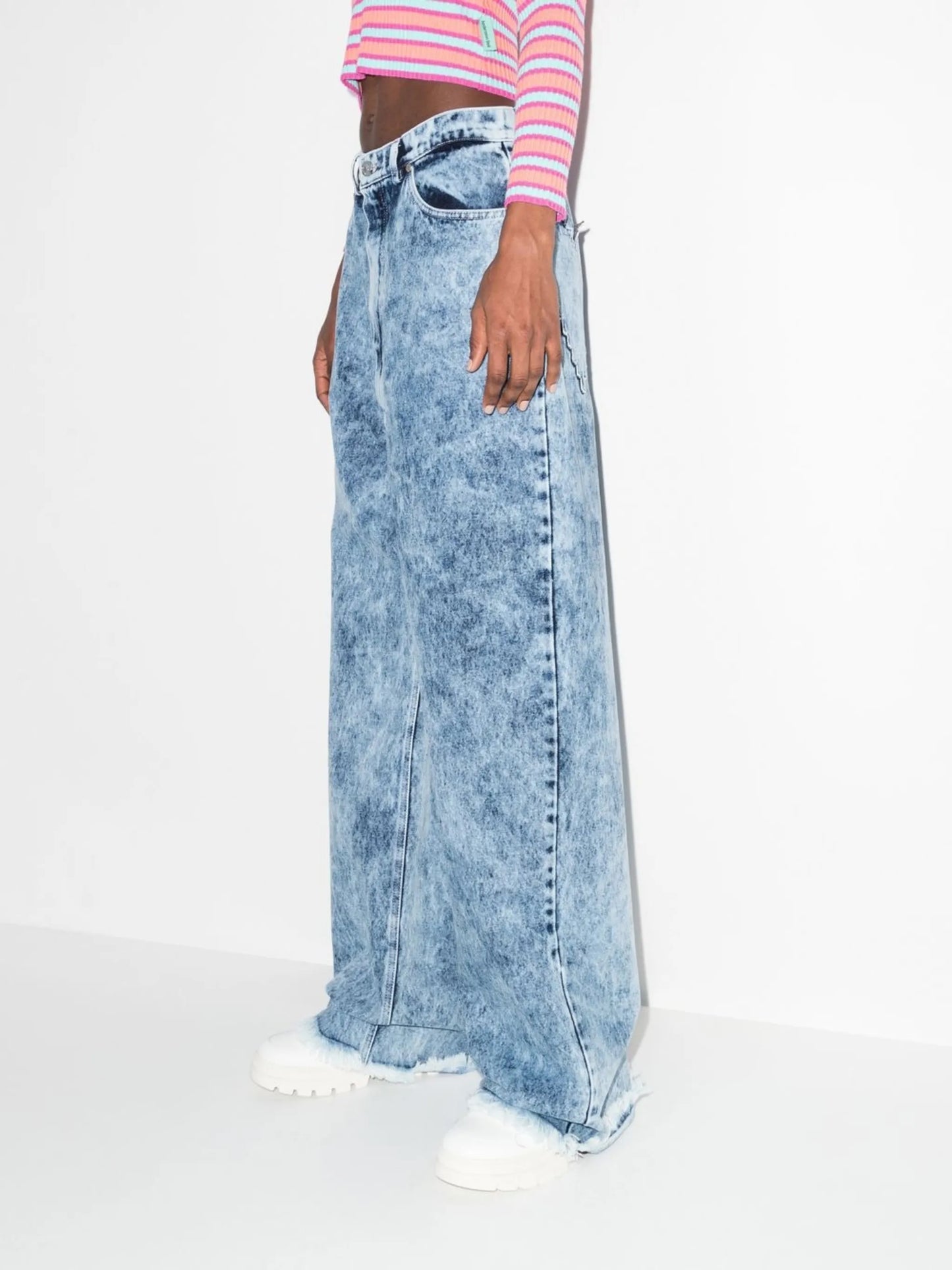 acid-wash wide leg jeans