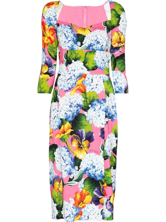 floral-print midi dress