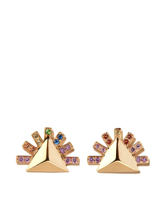18kt yellow gold sapphire stud earrings