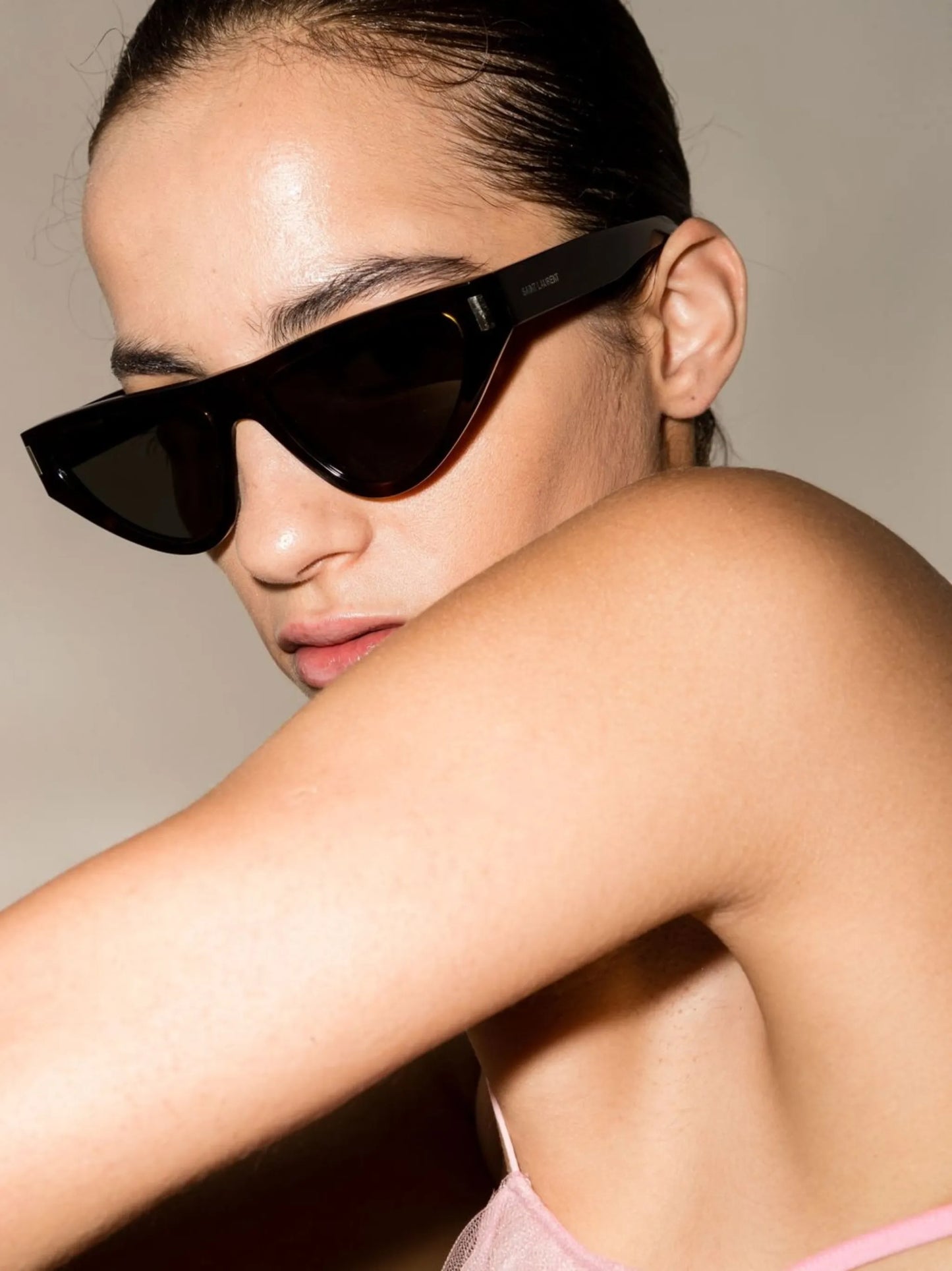 triangle-frame tortoiseshell sunglasses