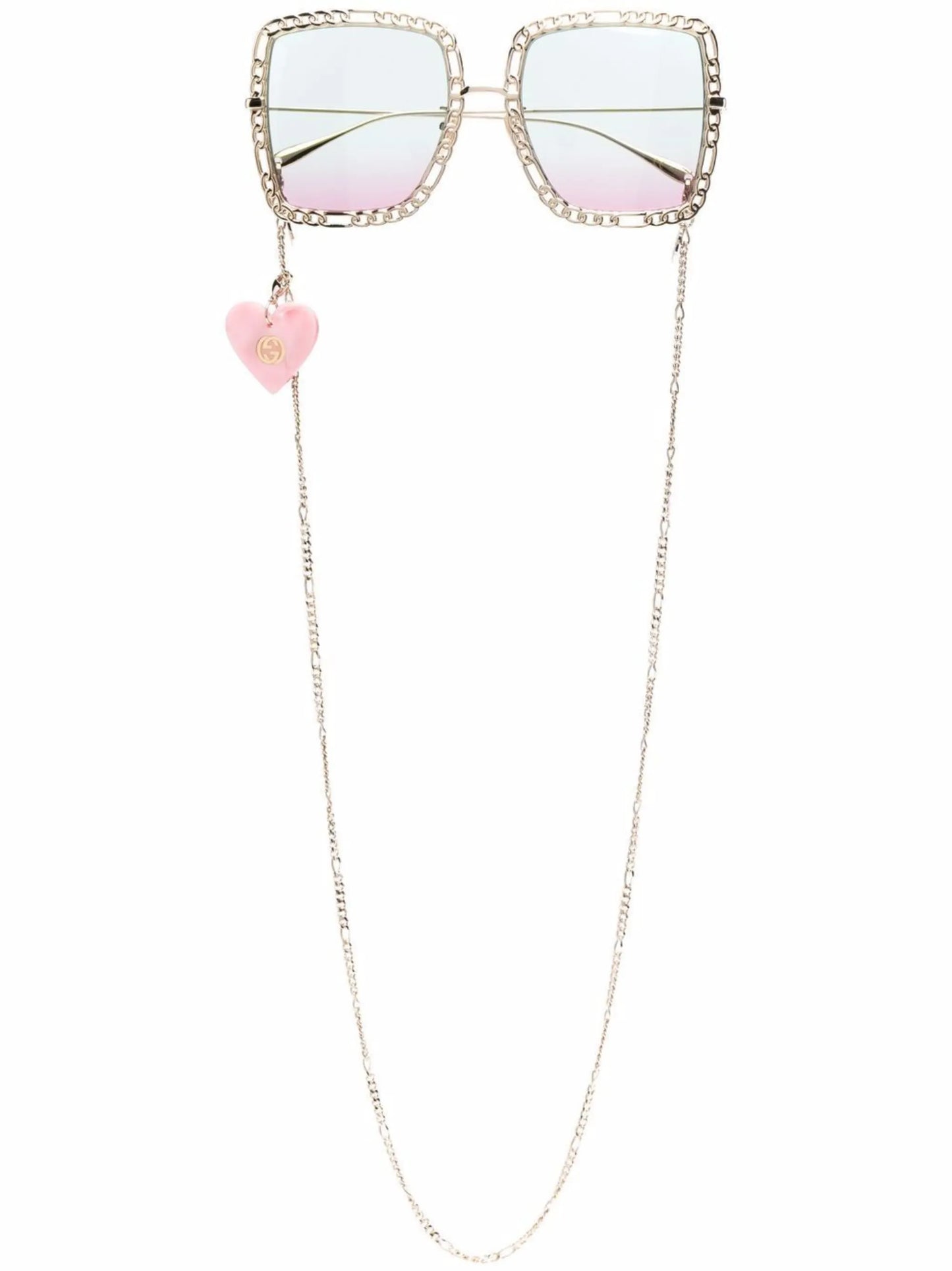 heart-pendant square-frame sunglasses