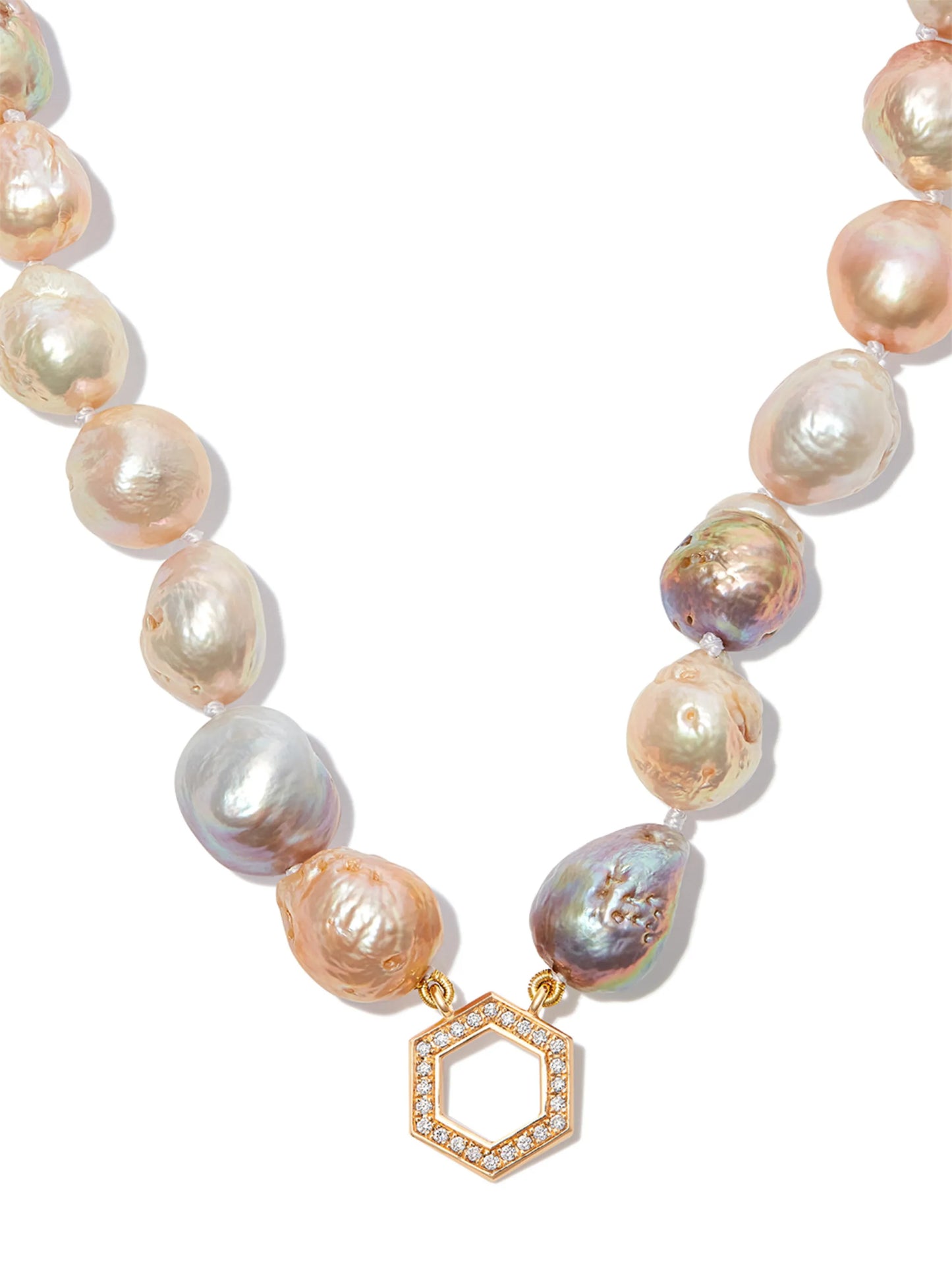 18kt yellow gold chubby pearl diamond necklace