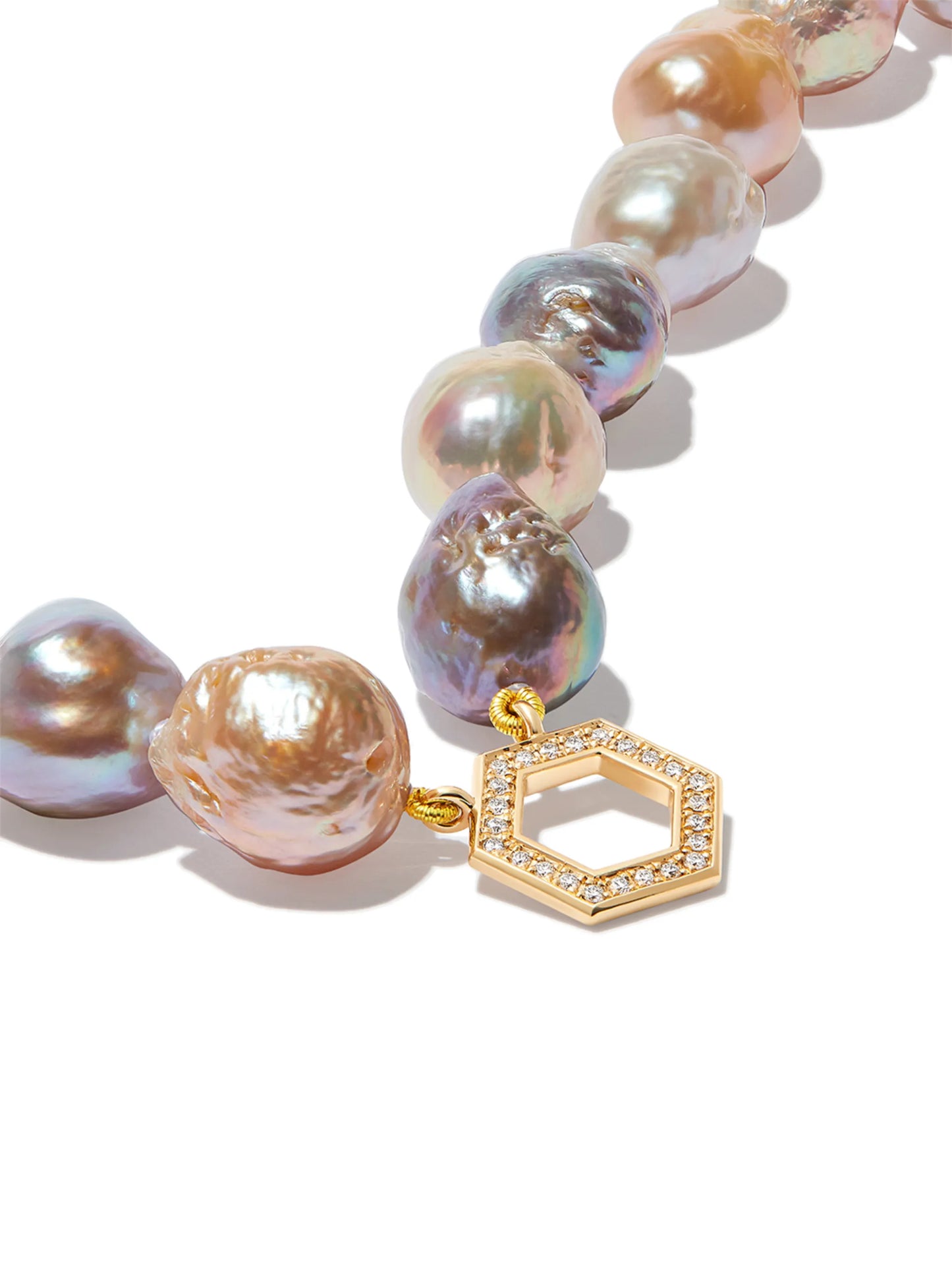 18kt yellow gold chubby pearl diamond necklace