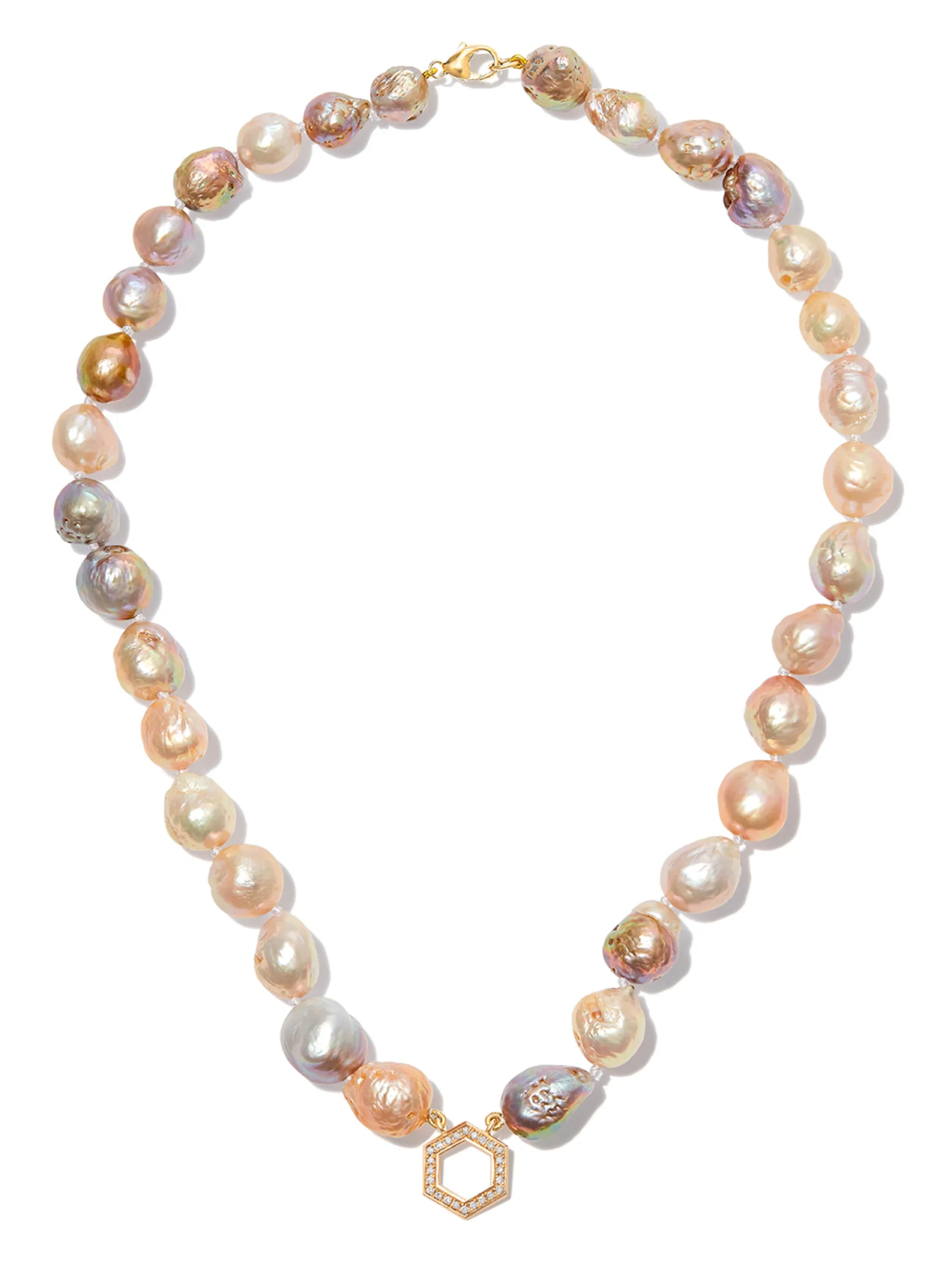 18kt yellow gold chubby pearl diamond necklace