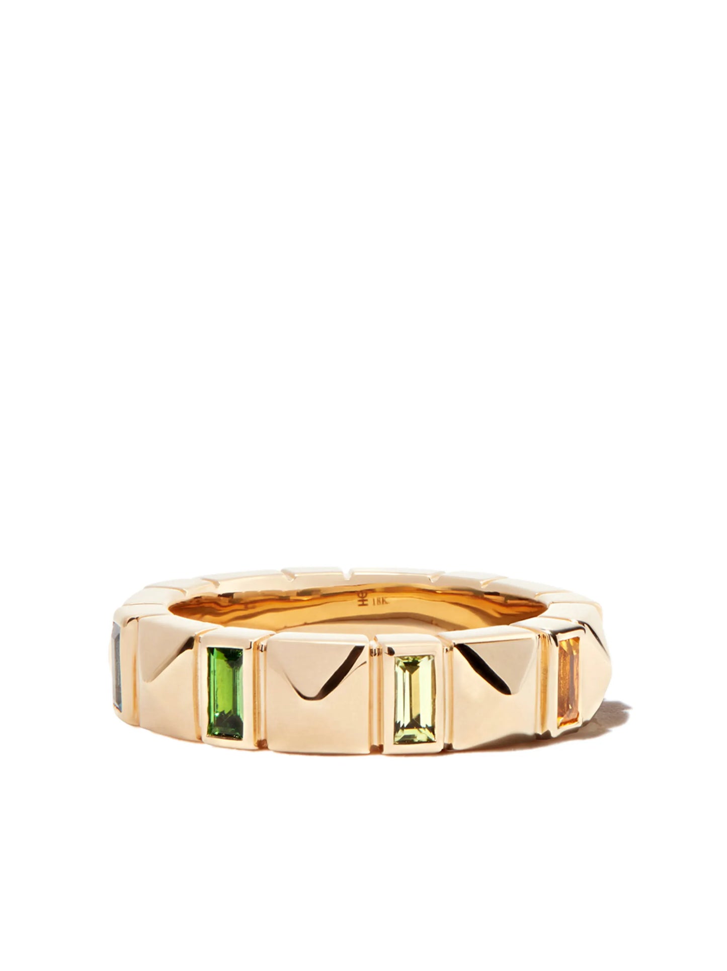 18kt yellow gold Pyramid Stud sapphire band ring