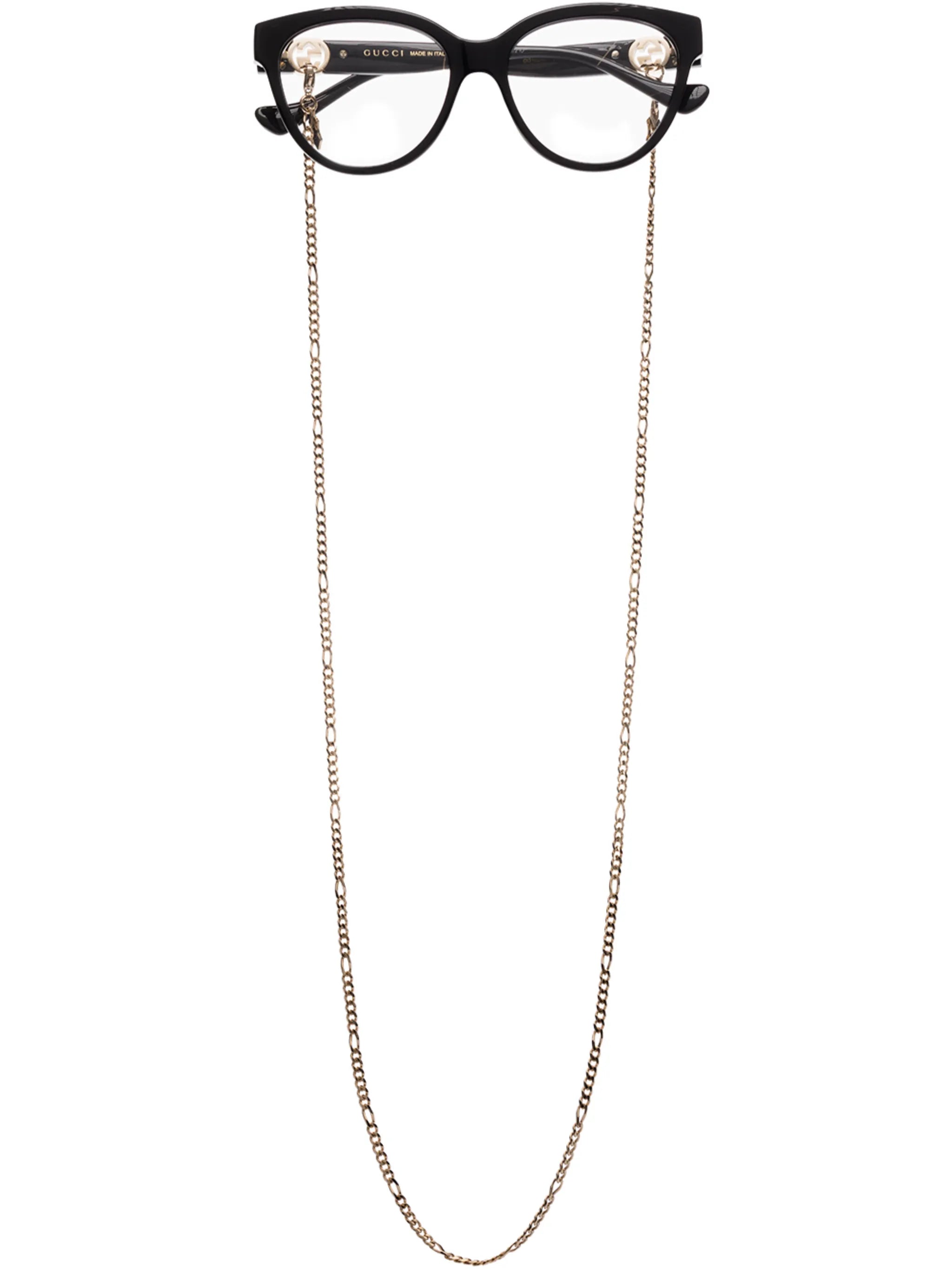 chain-detail oval-frame glasses