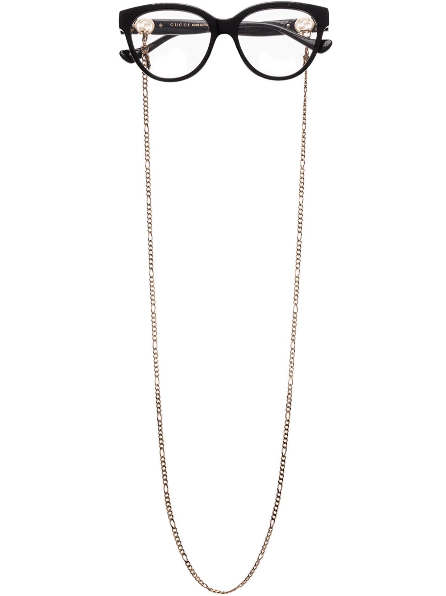 chain-detail oval-frame glasses