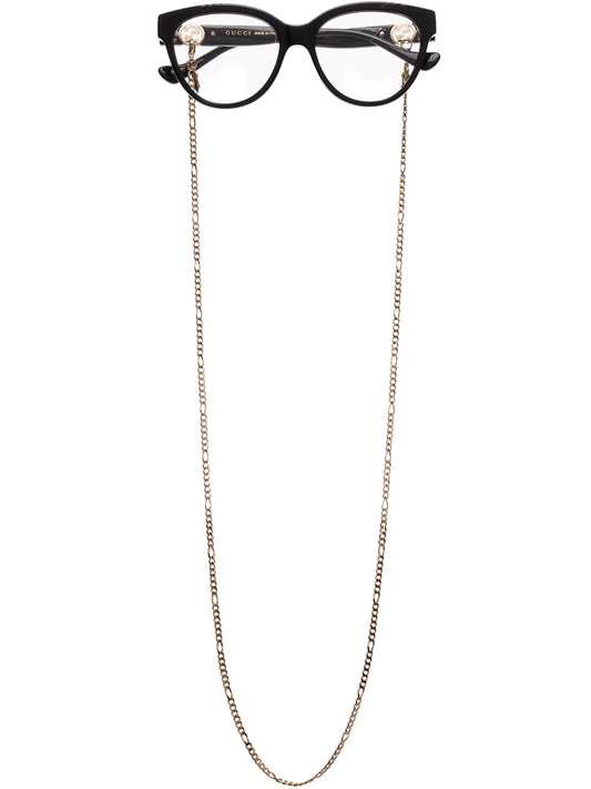chain-detail oval-frame glasses