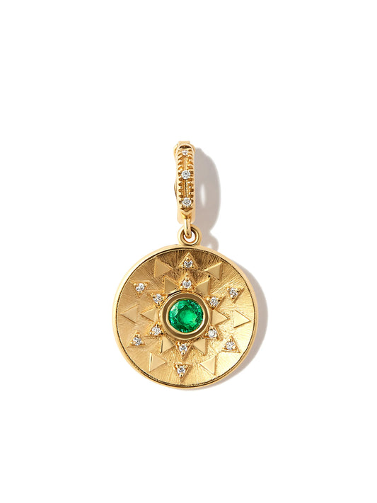 18kt yellow gold sun medallion earring