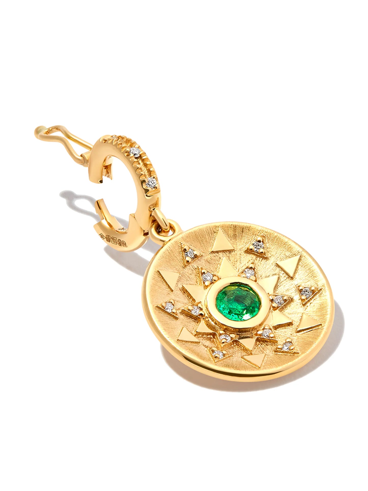 18kt yellow gold sun medallion earring
