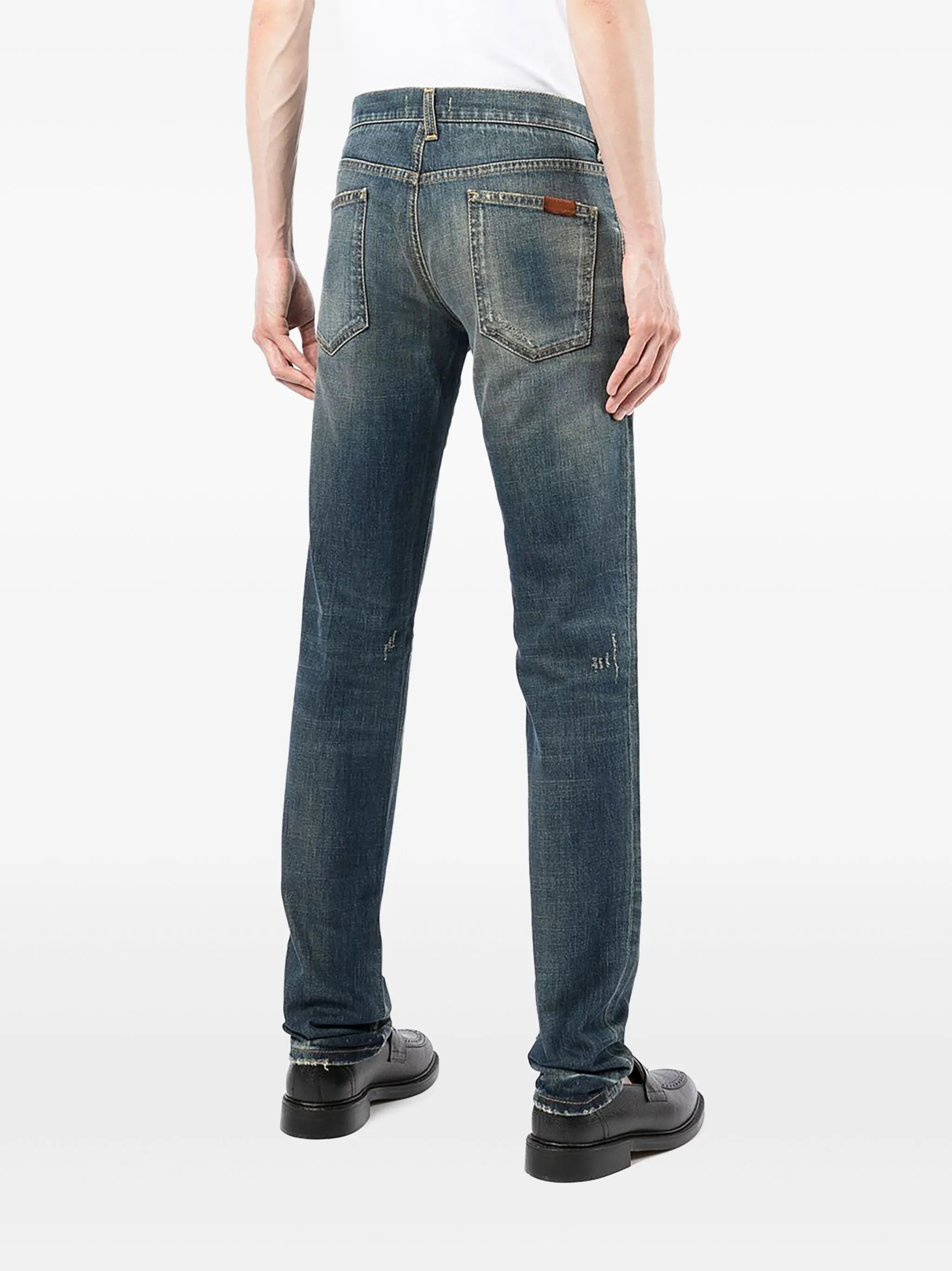 distressed slim-fit jeans
