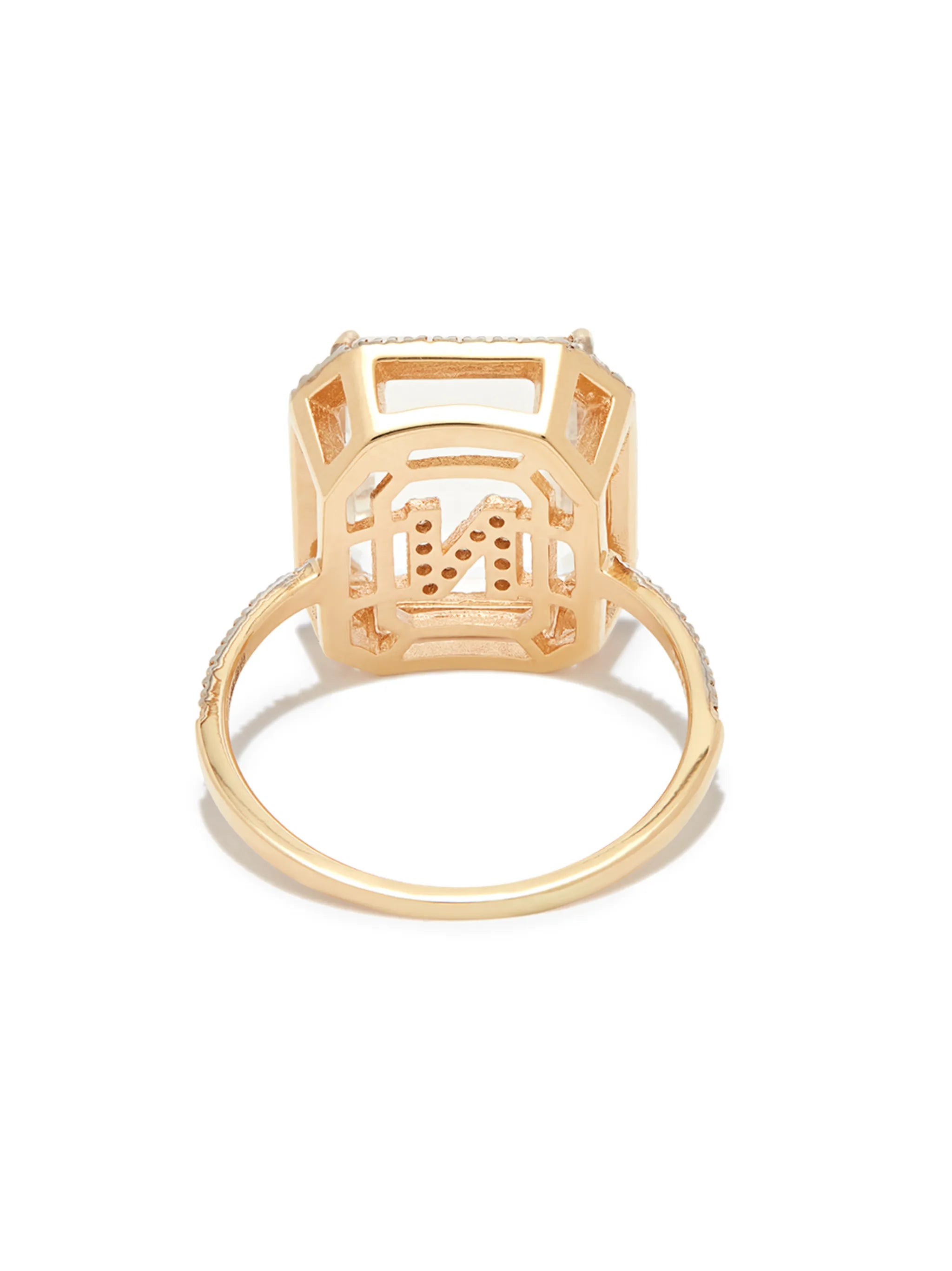 14kt yellow gold N Initial diamond ring