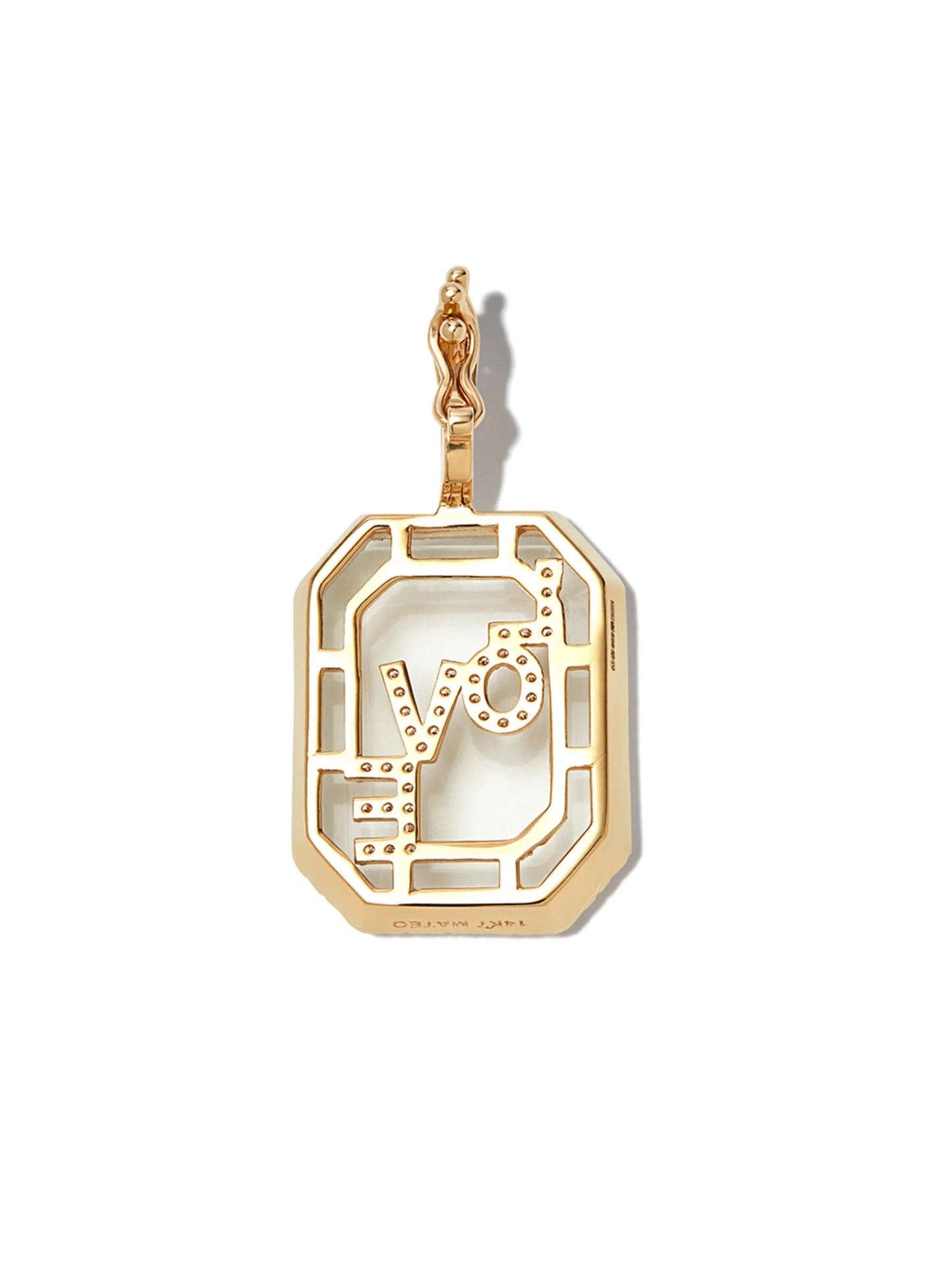 14kt yellow gold Love diamond earring