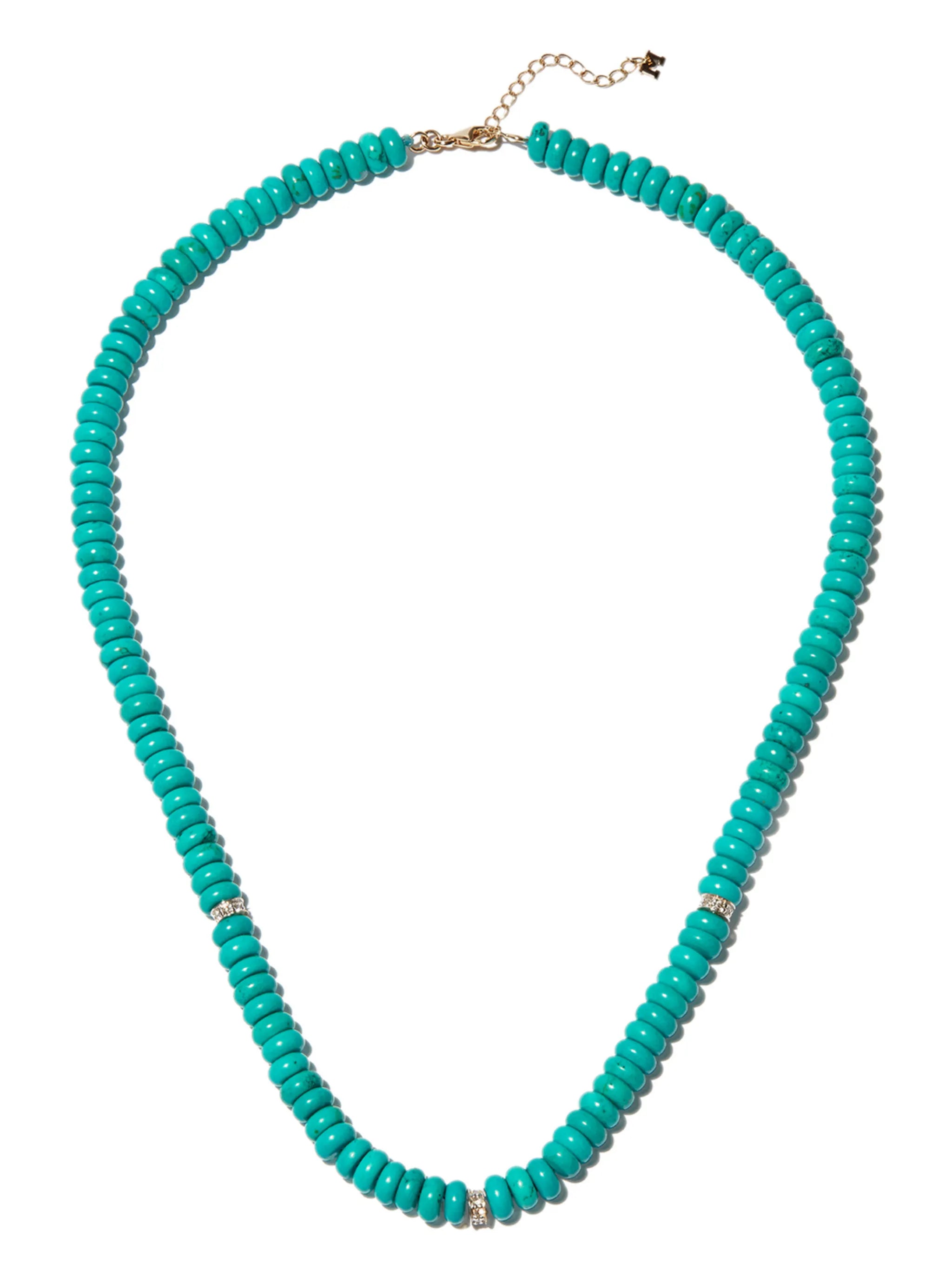 14kt yellow gold malachite and diamond station necklace