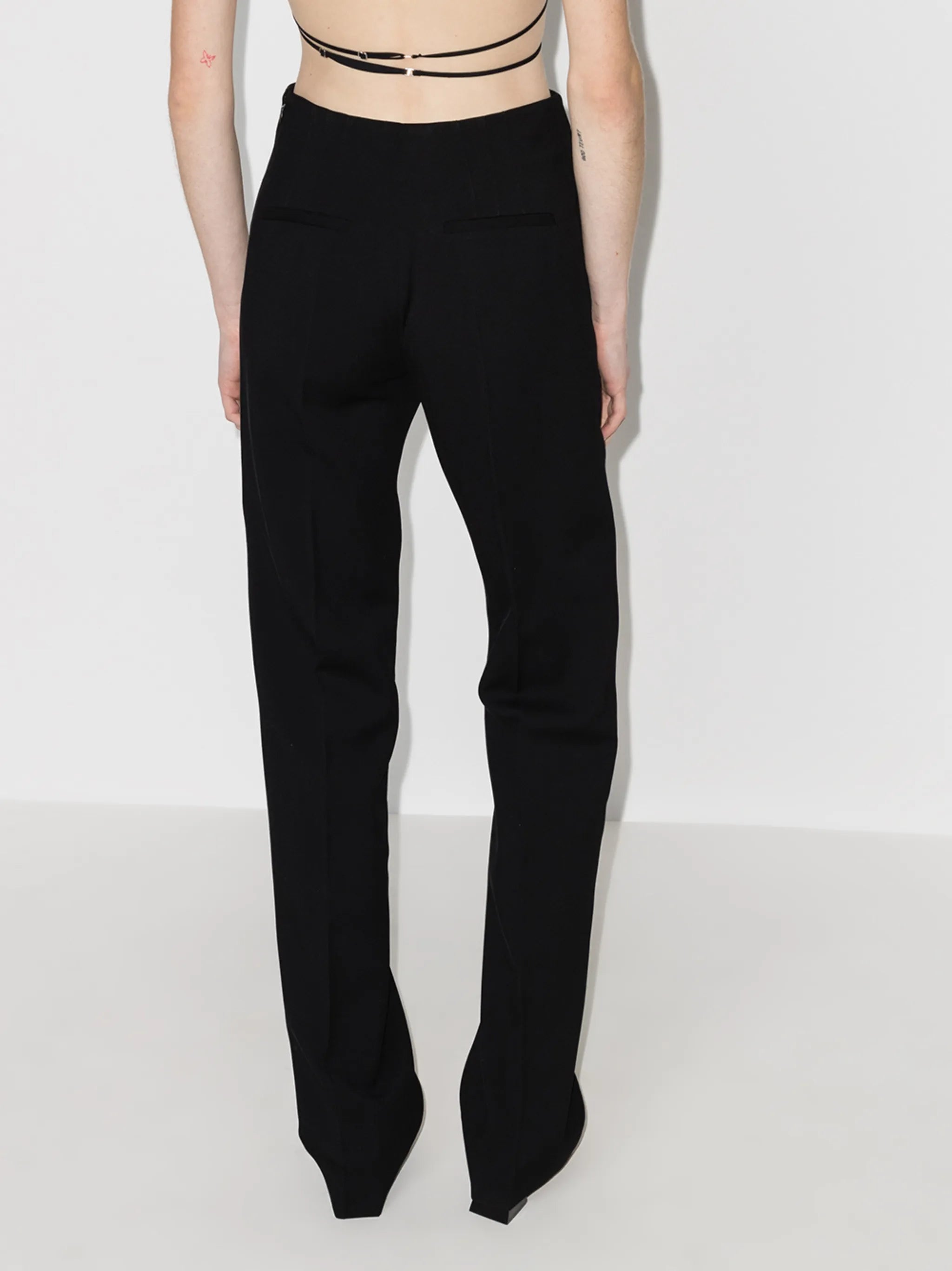 high-waisted wool tailored trousers
