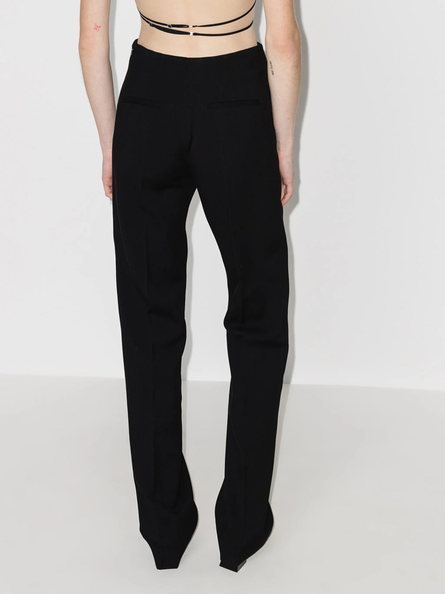 high-waisted wool tailored trousers
