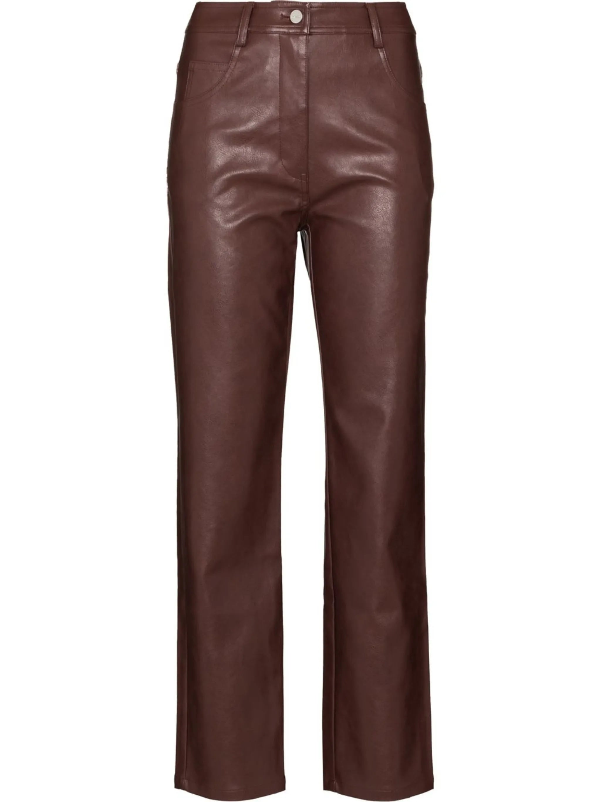 vegan-leather straight leg trousers