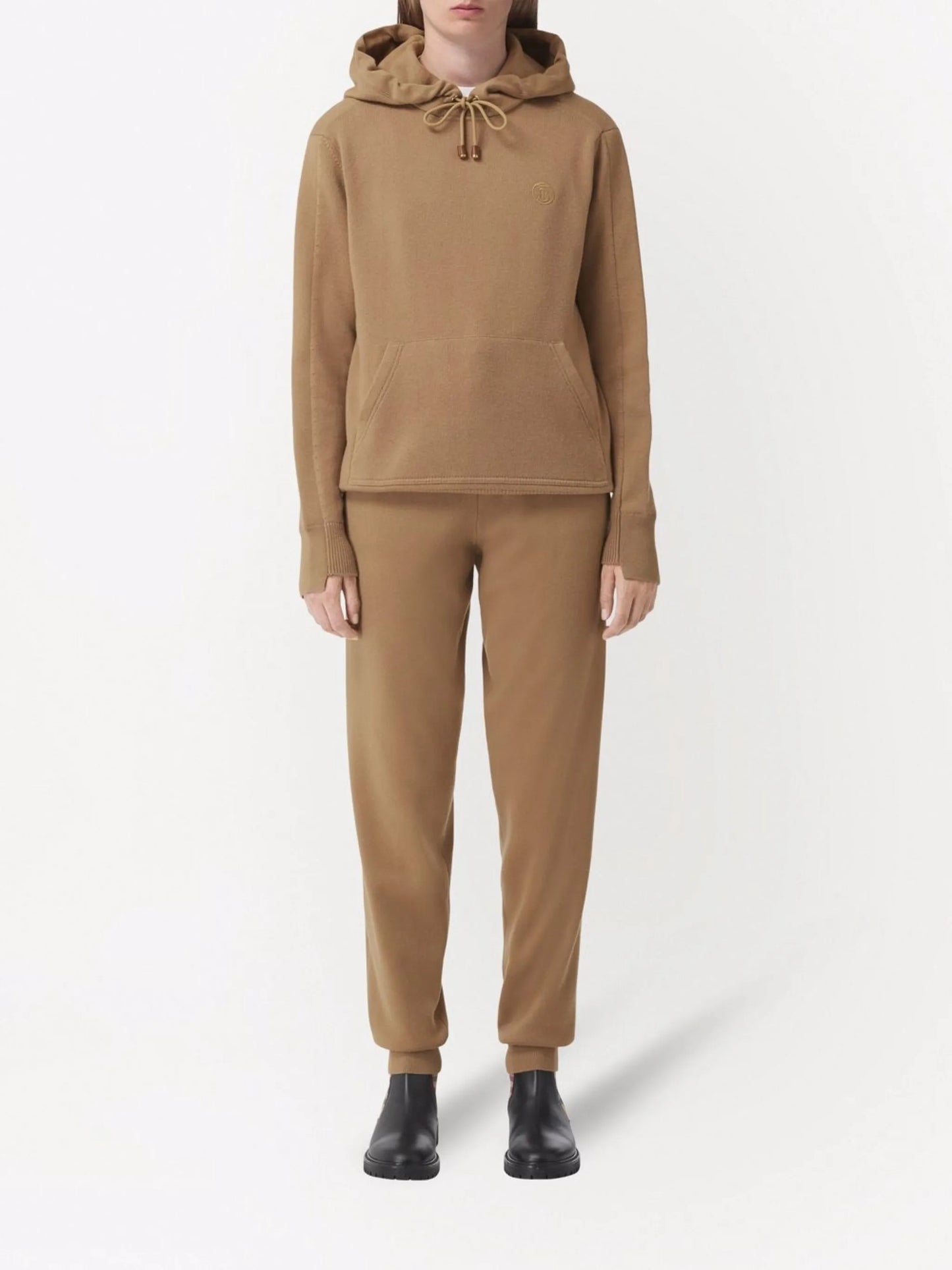 Monogram-motif wool-blend hoodie