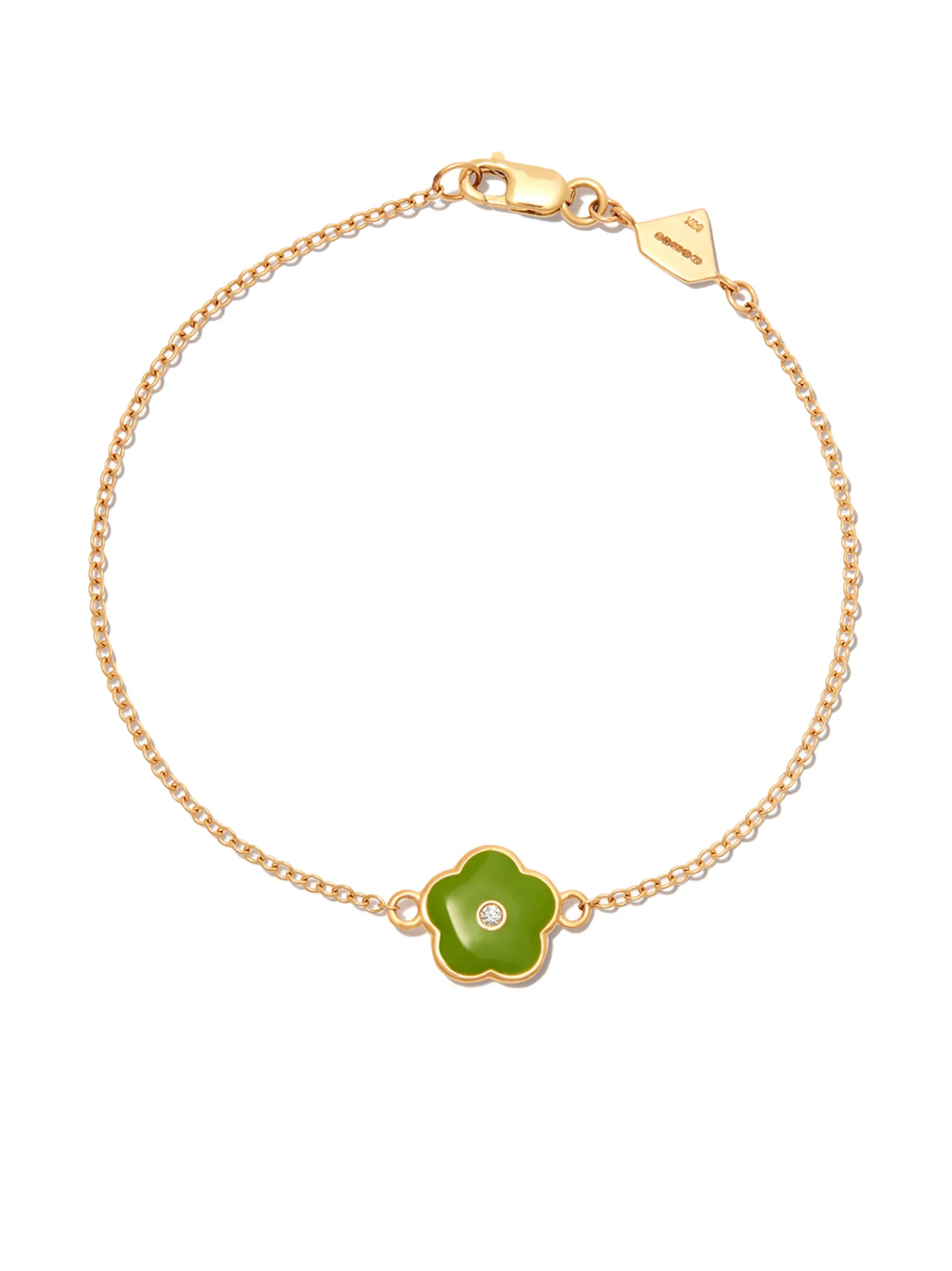 14kt yellow gold diamond and enamel bracelet