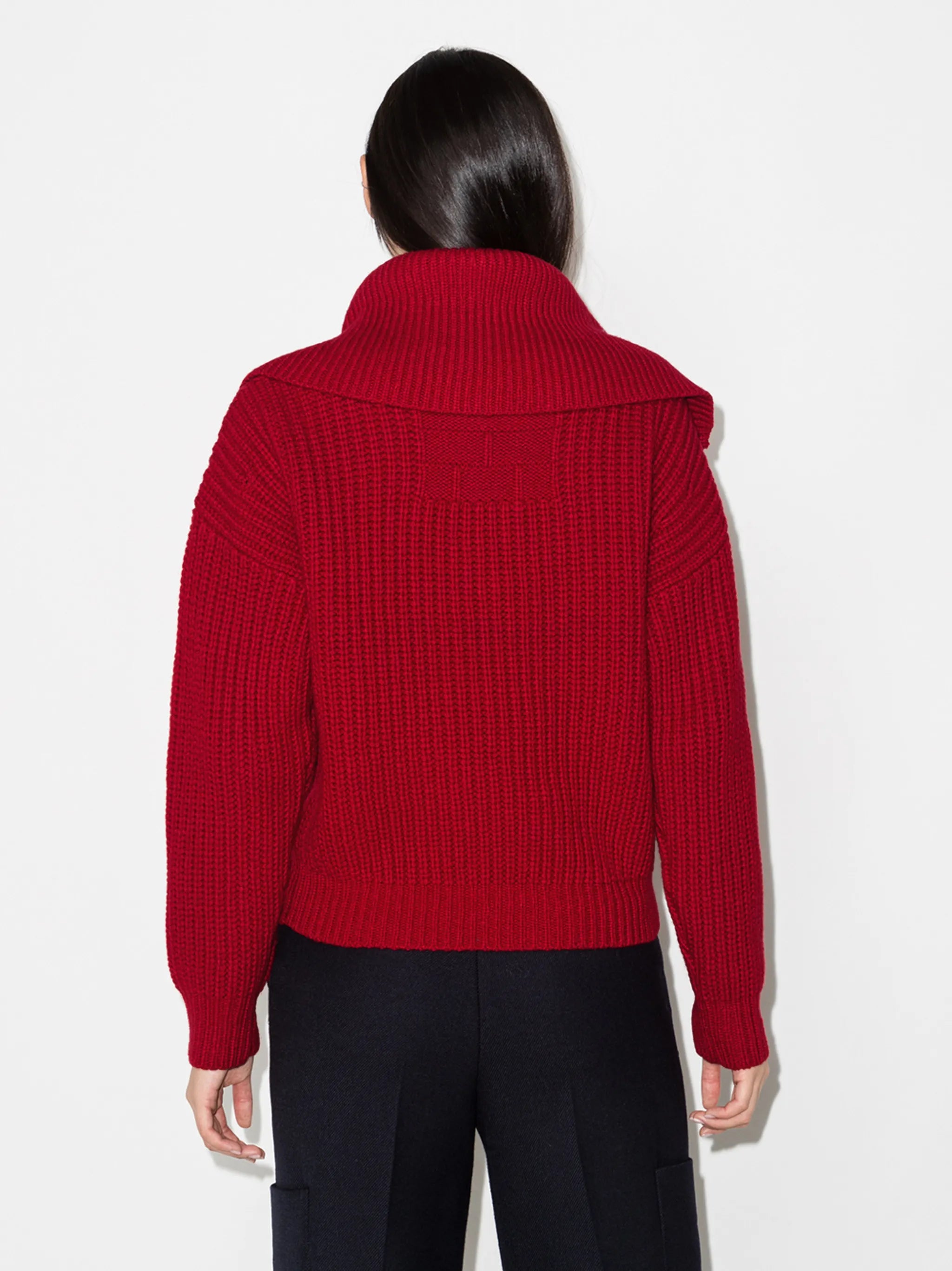 half-zip waffle-knit jumper