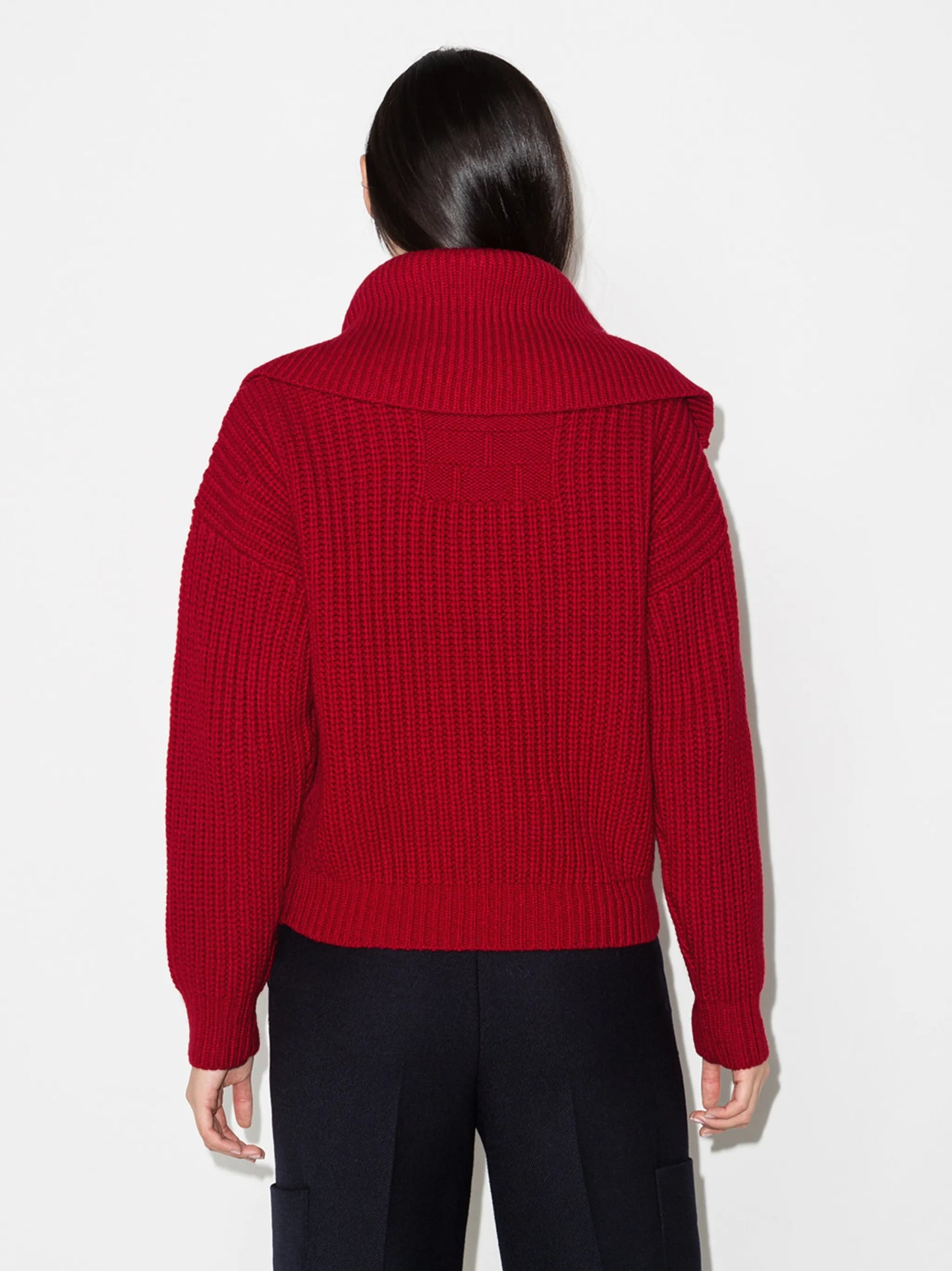 half-zip waffle-knit jumper