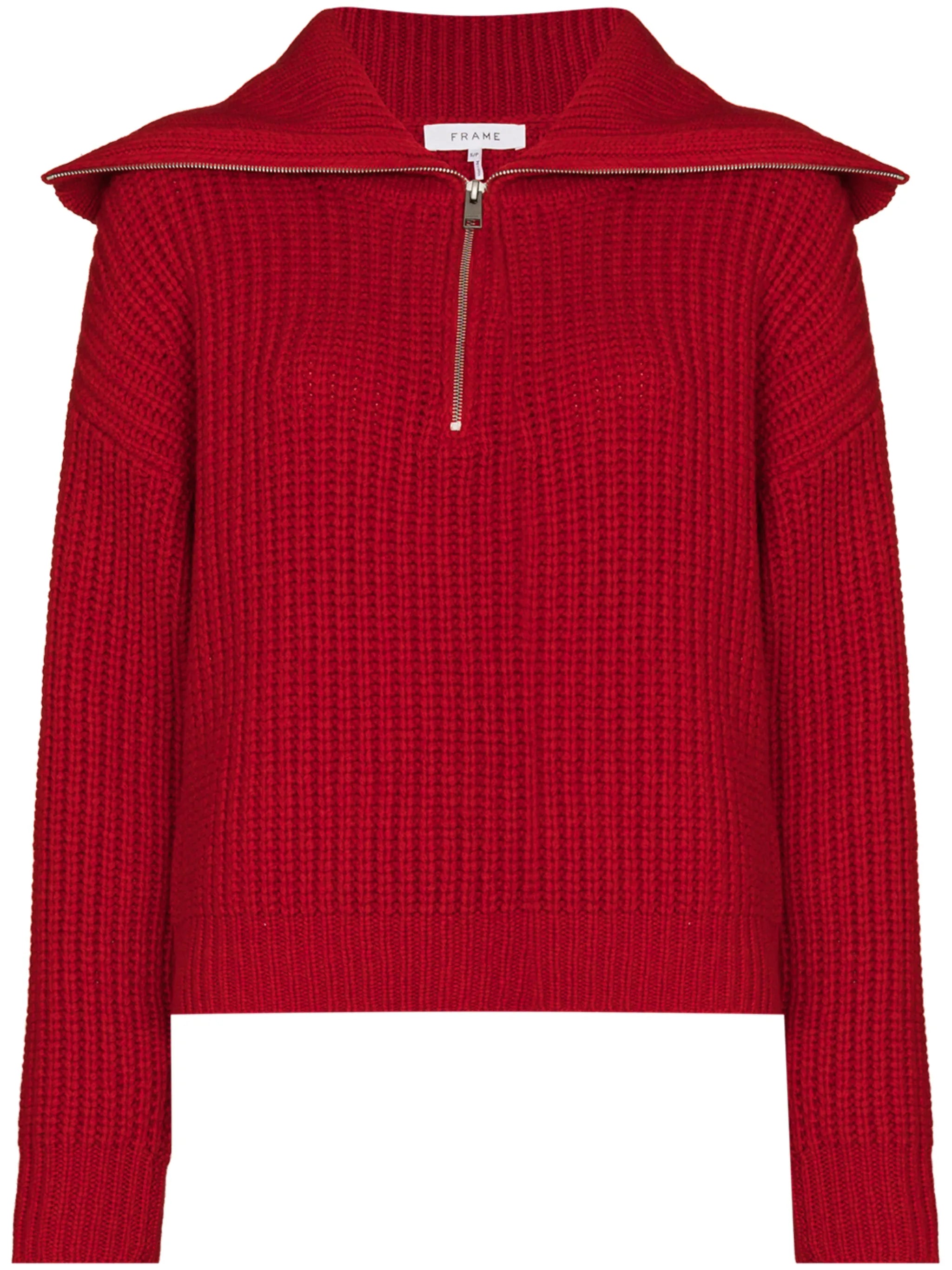 half-zip waffle-knit jumper