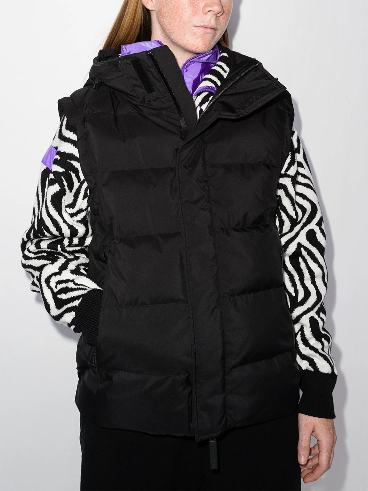 Lang hooded puffer gilet