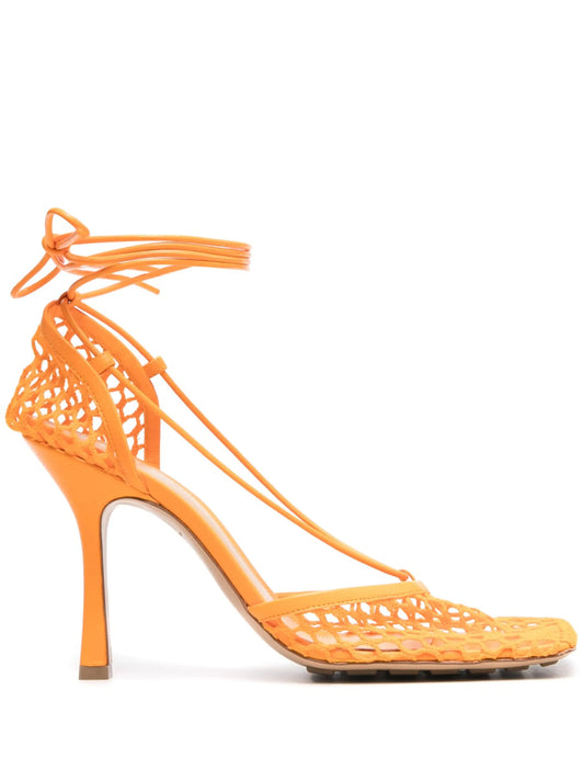 mesh lace-up pumps