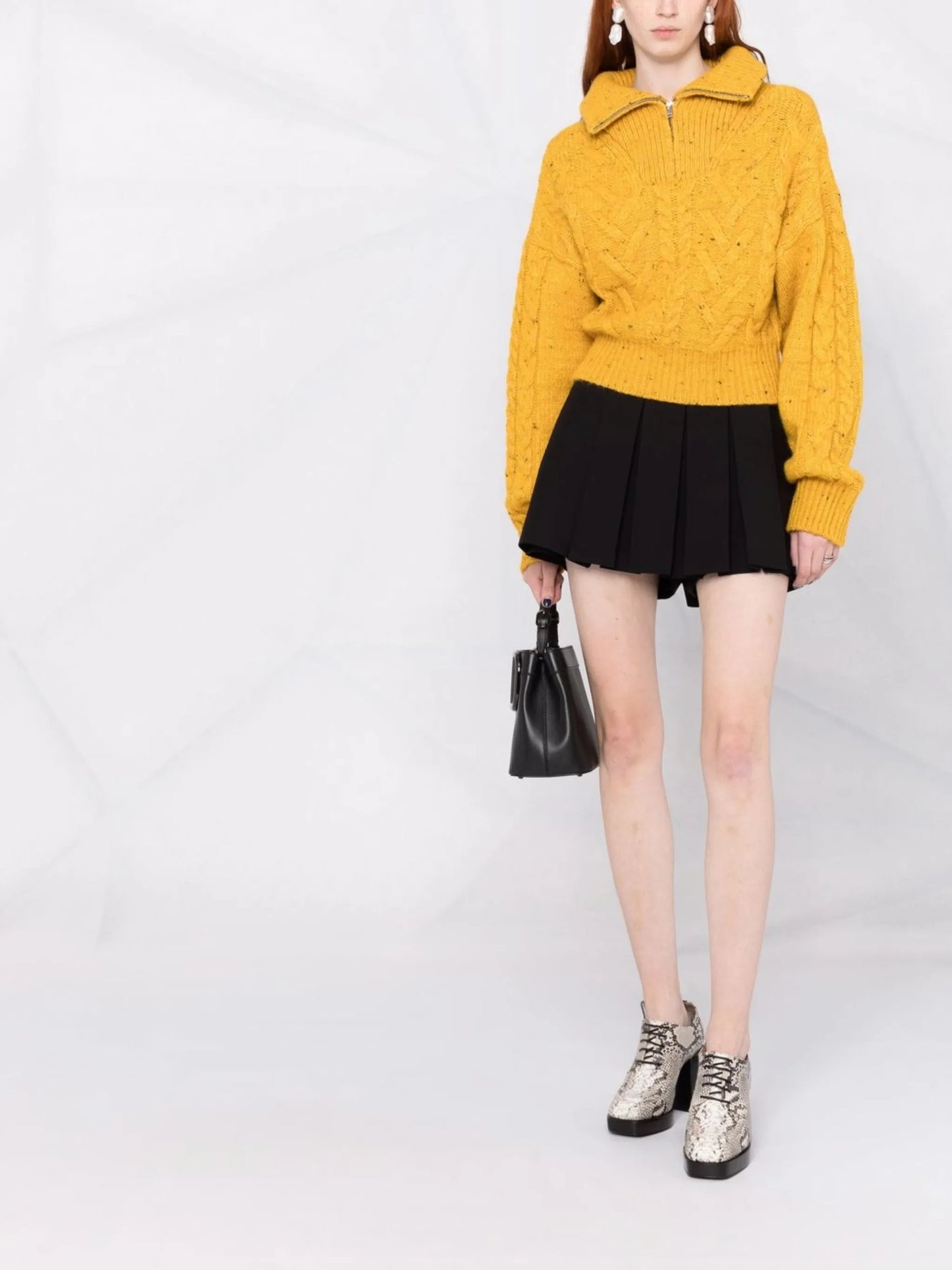 half-zip cable-knit jumper