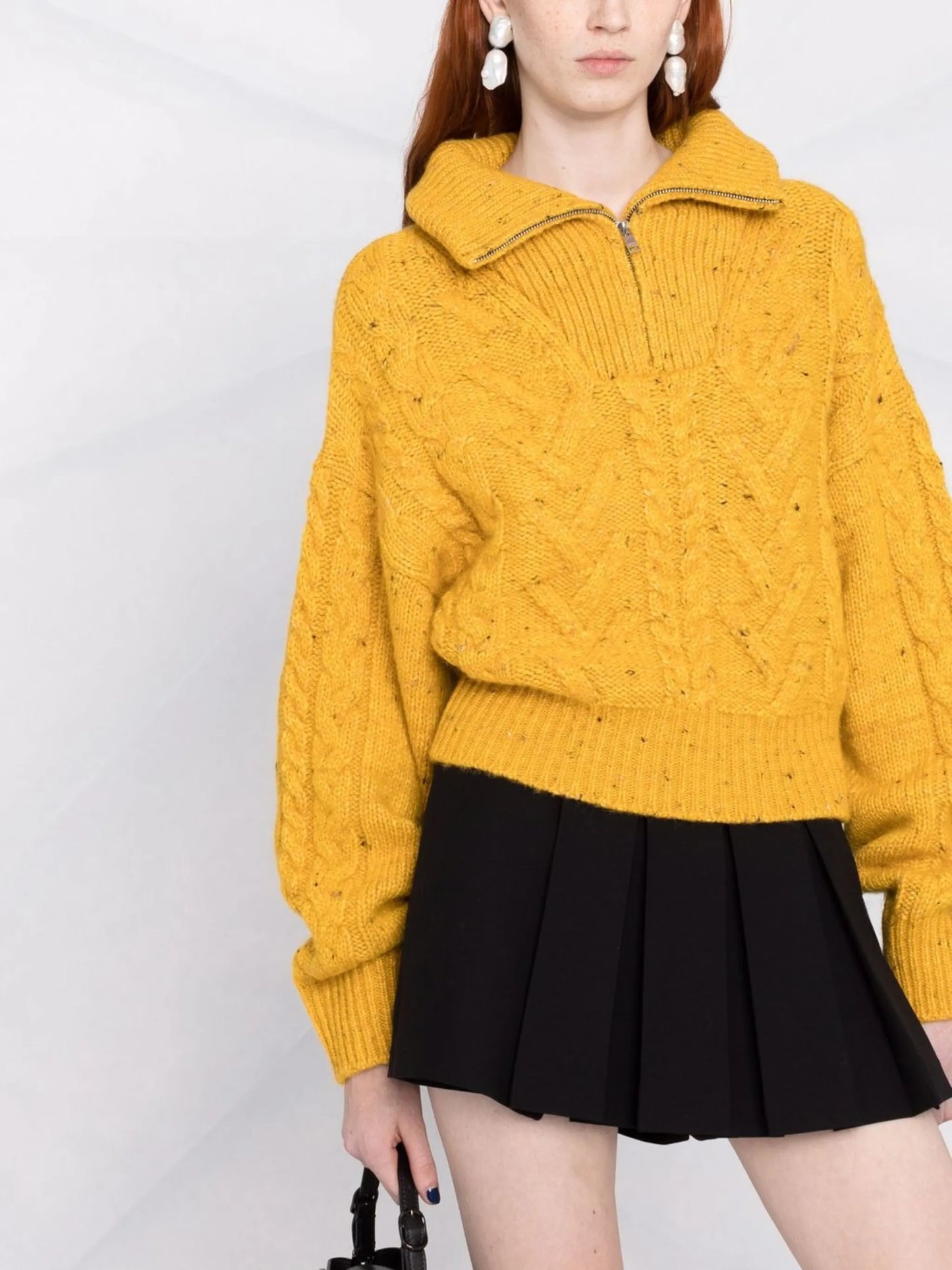 half-zip cable-knit jumper