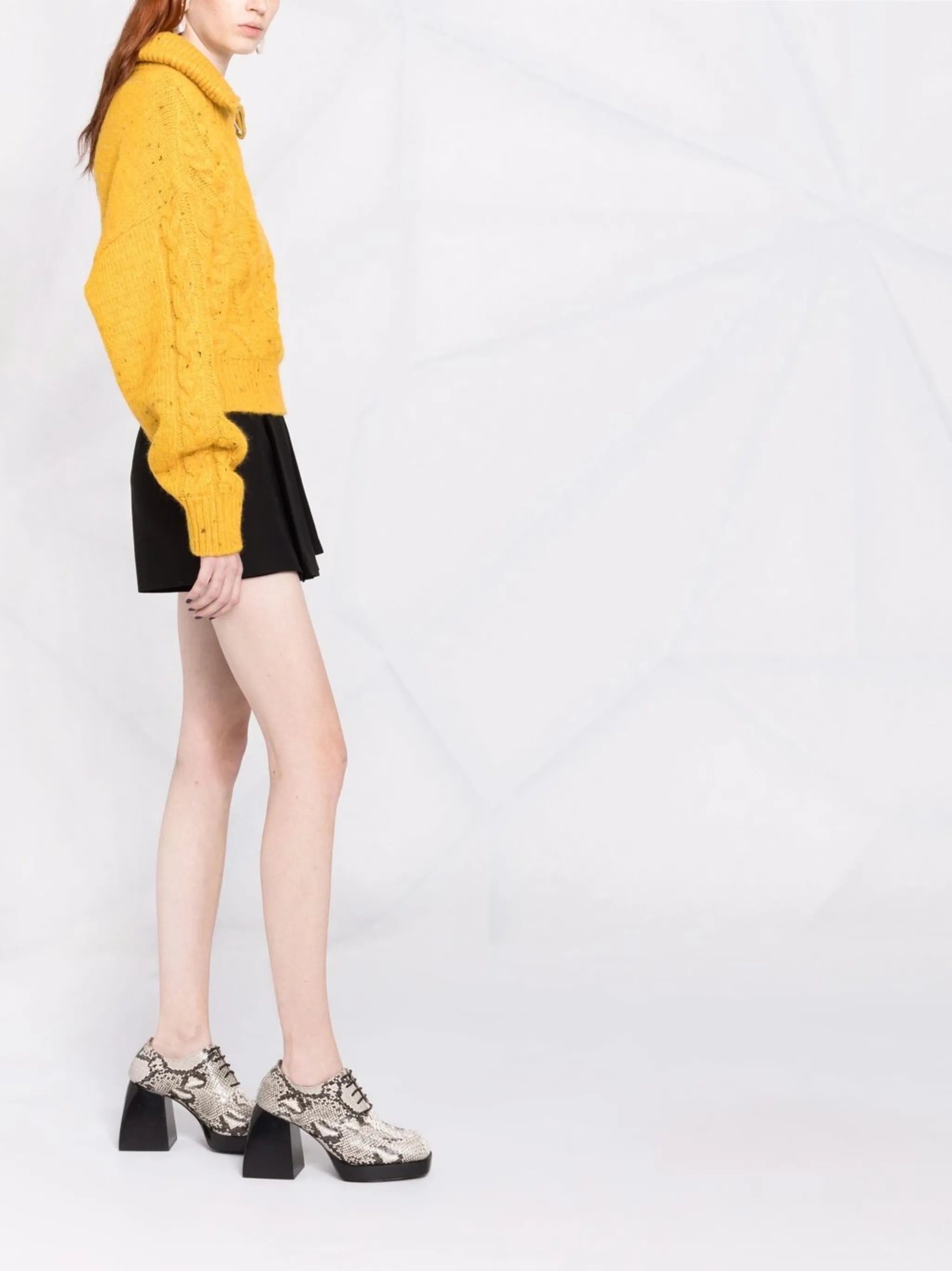 half-zip cable-knit jumper