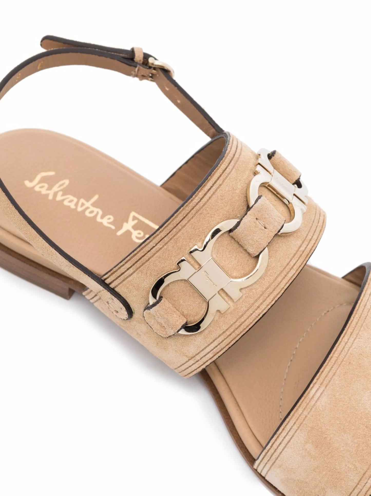 Gancini-plaque suede sandals