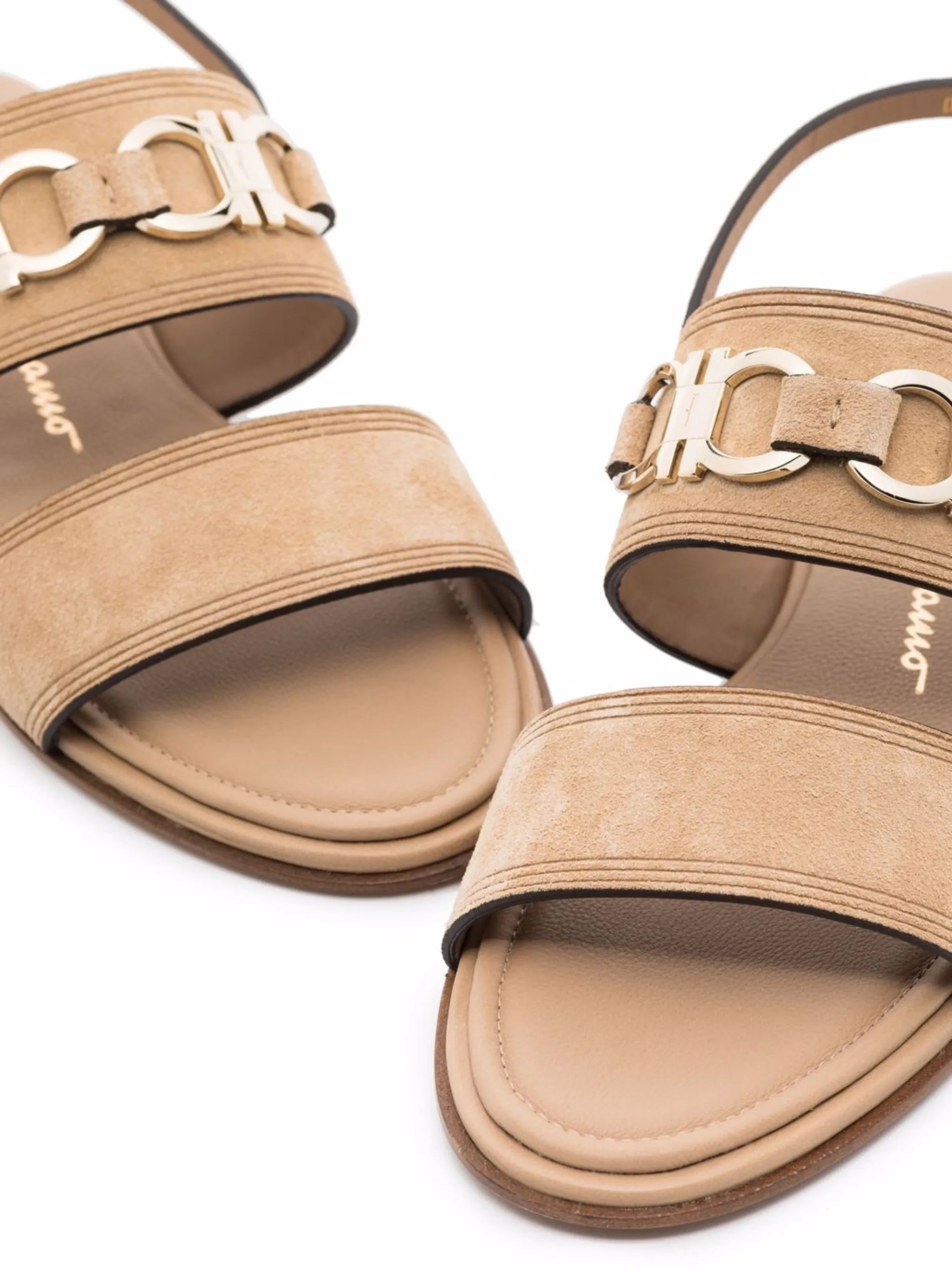 Gancini-plaque suede sandals
