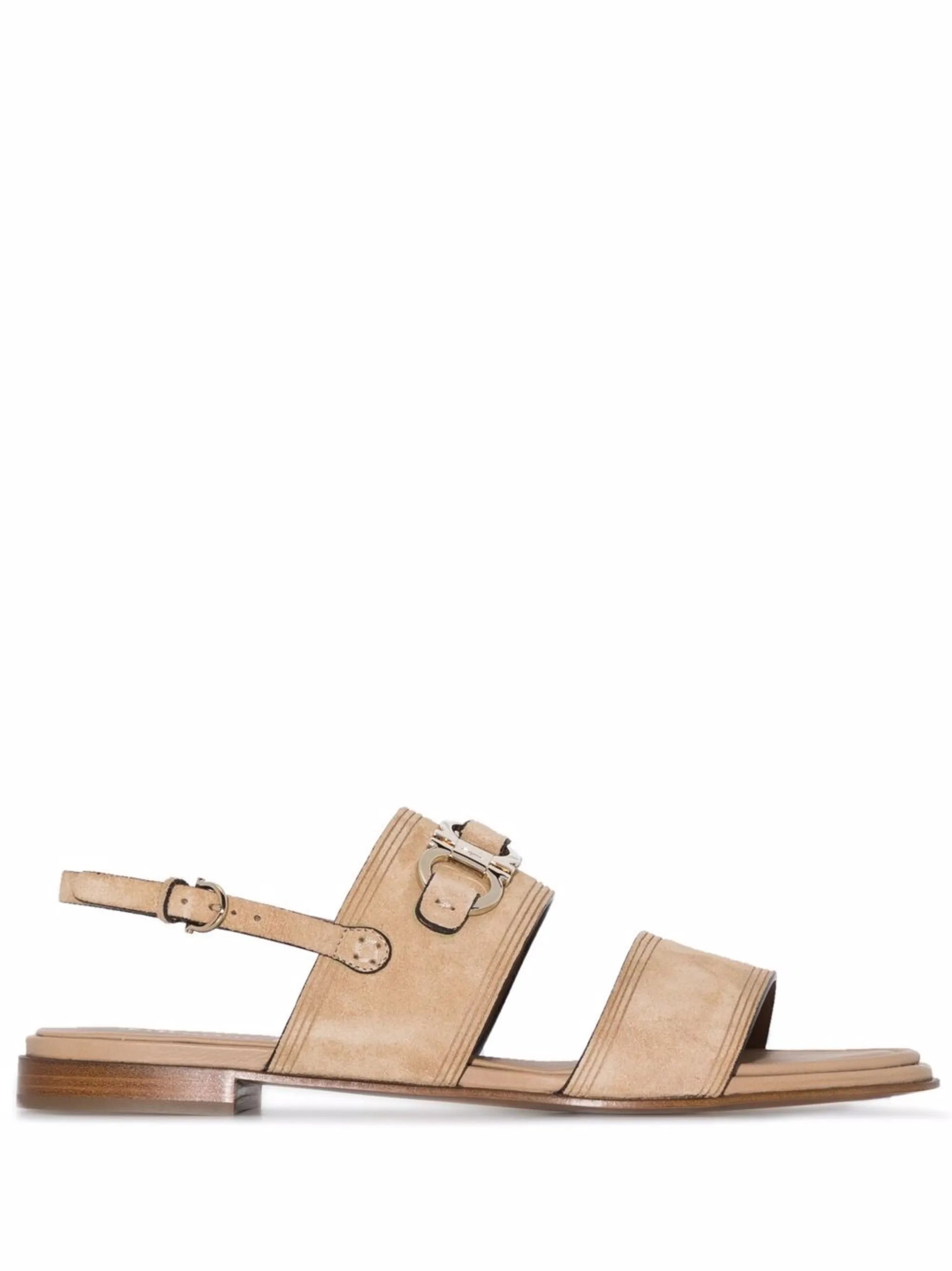 Gancini-plaque suede sandals