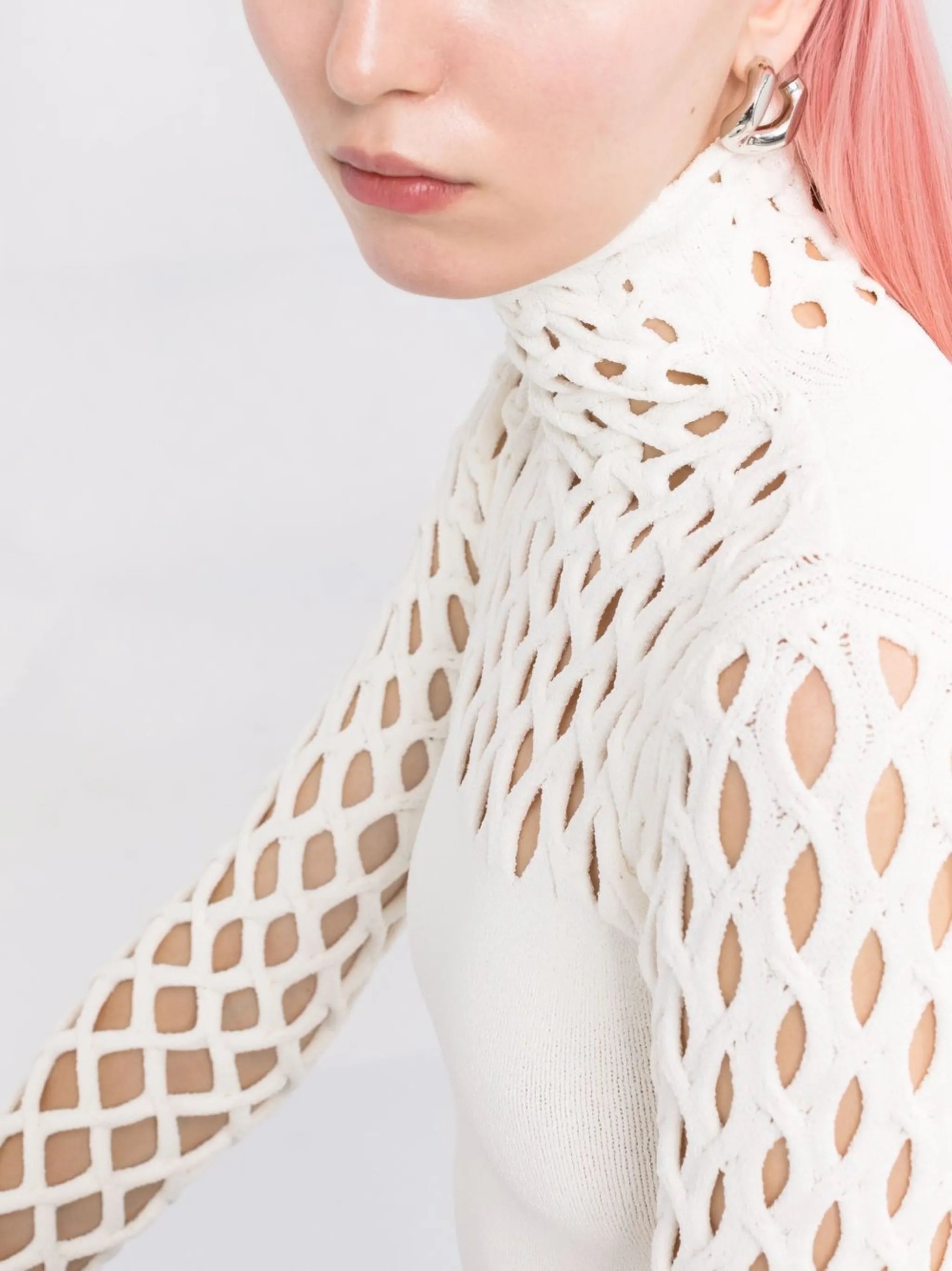 open-knit roll-neck top