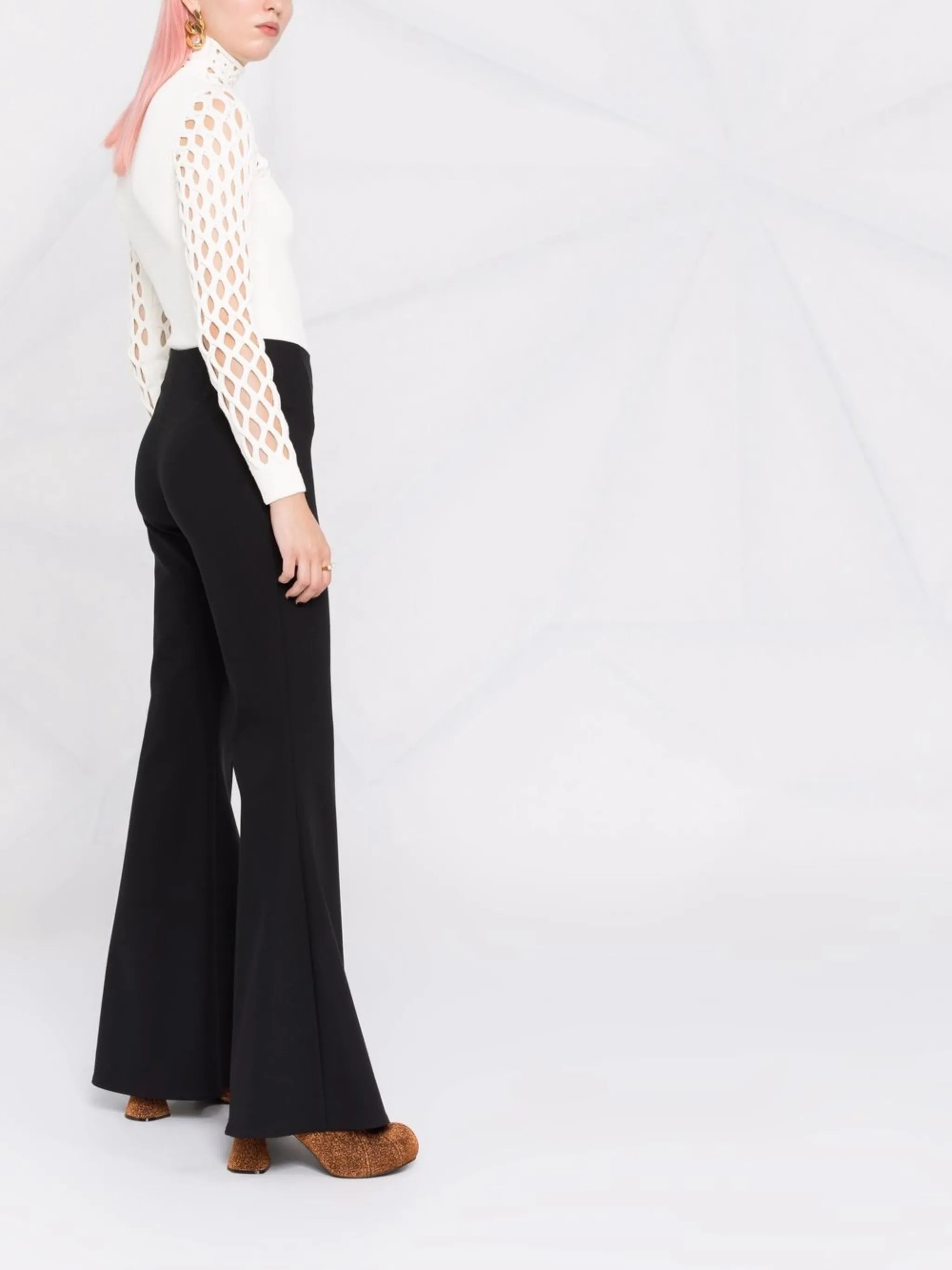 open-knit roll-neck top