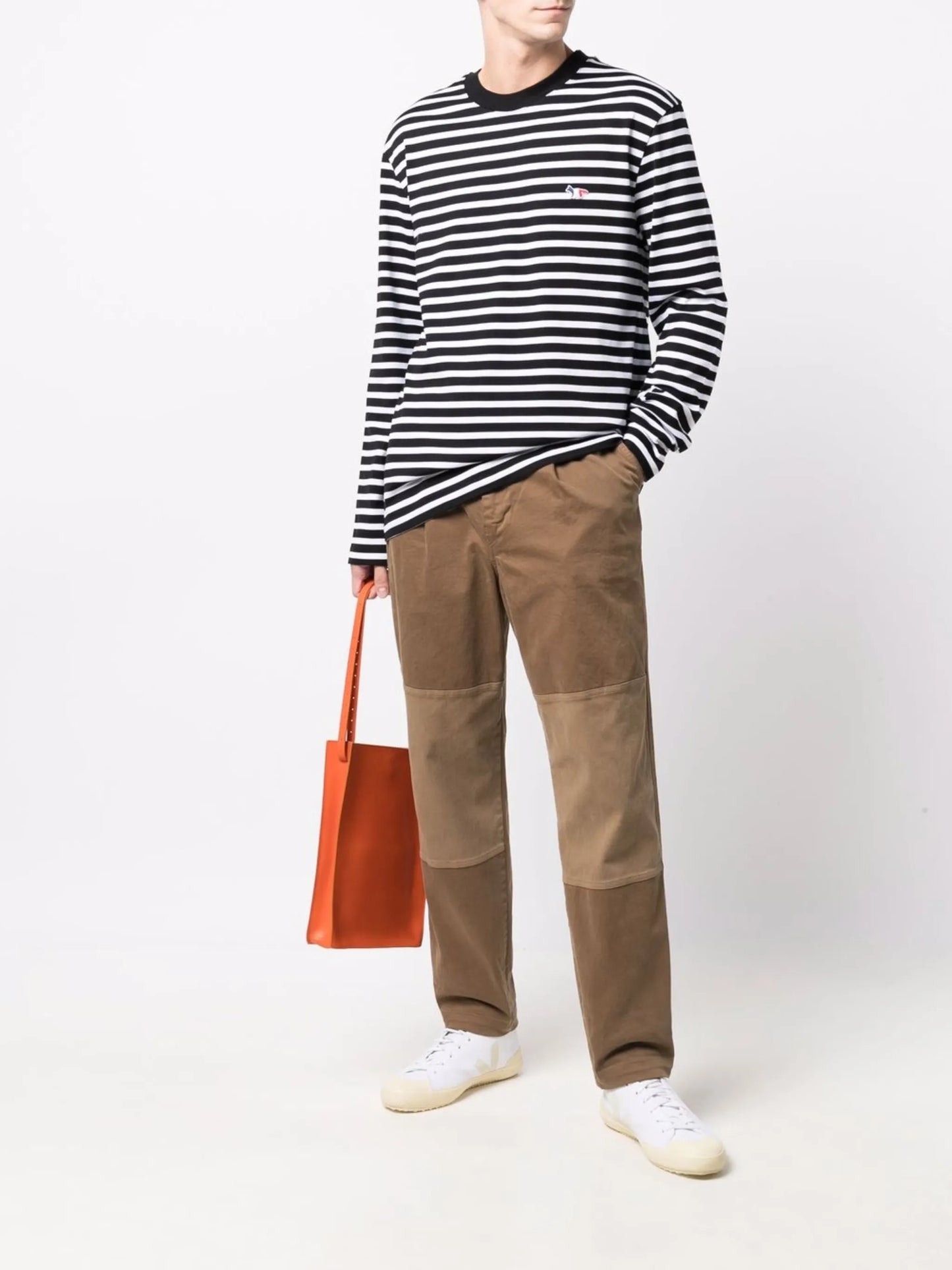 fox-embroidered striped T-shirt