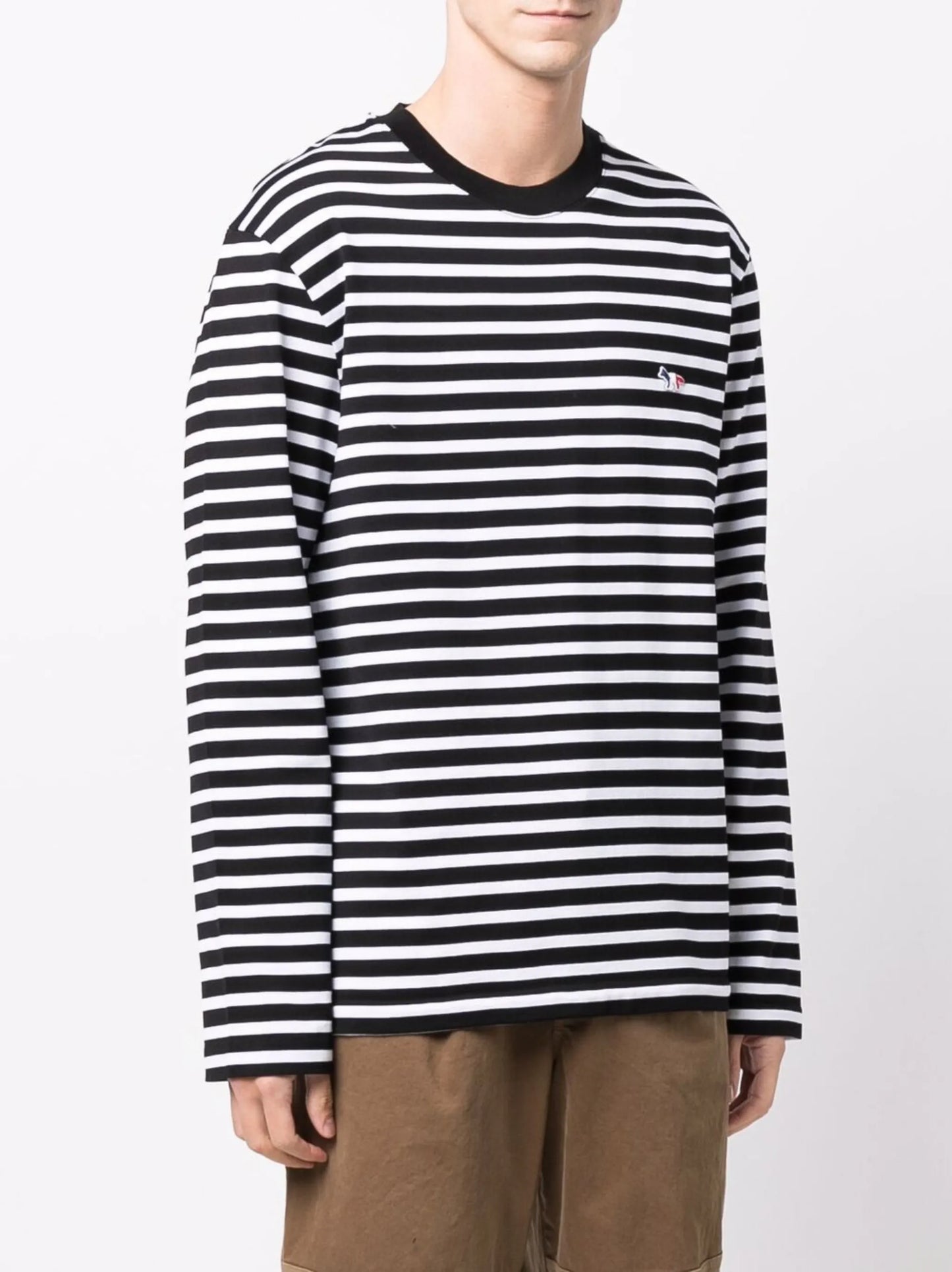fox-embroidered striped T-shirt
