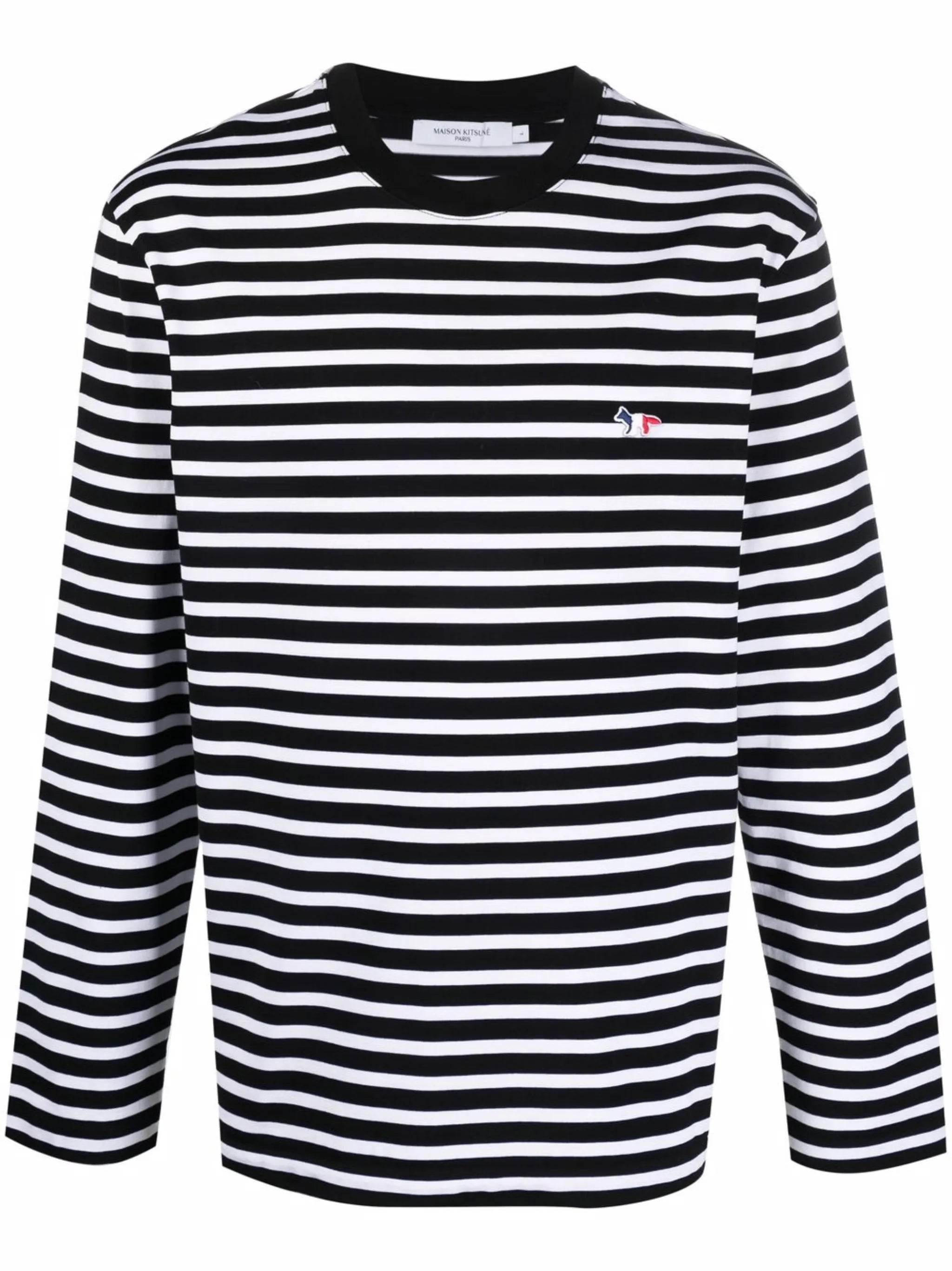 fox-embroidered striped T-shirt