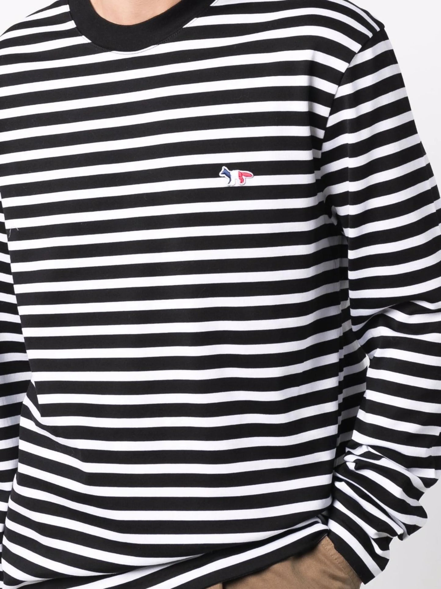 fox-embroidered striped T-shirt