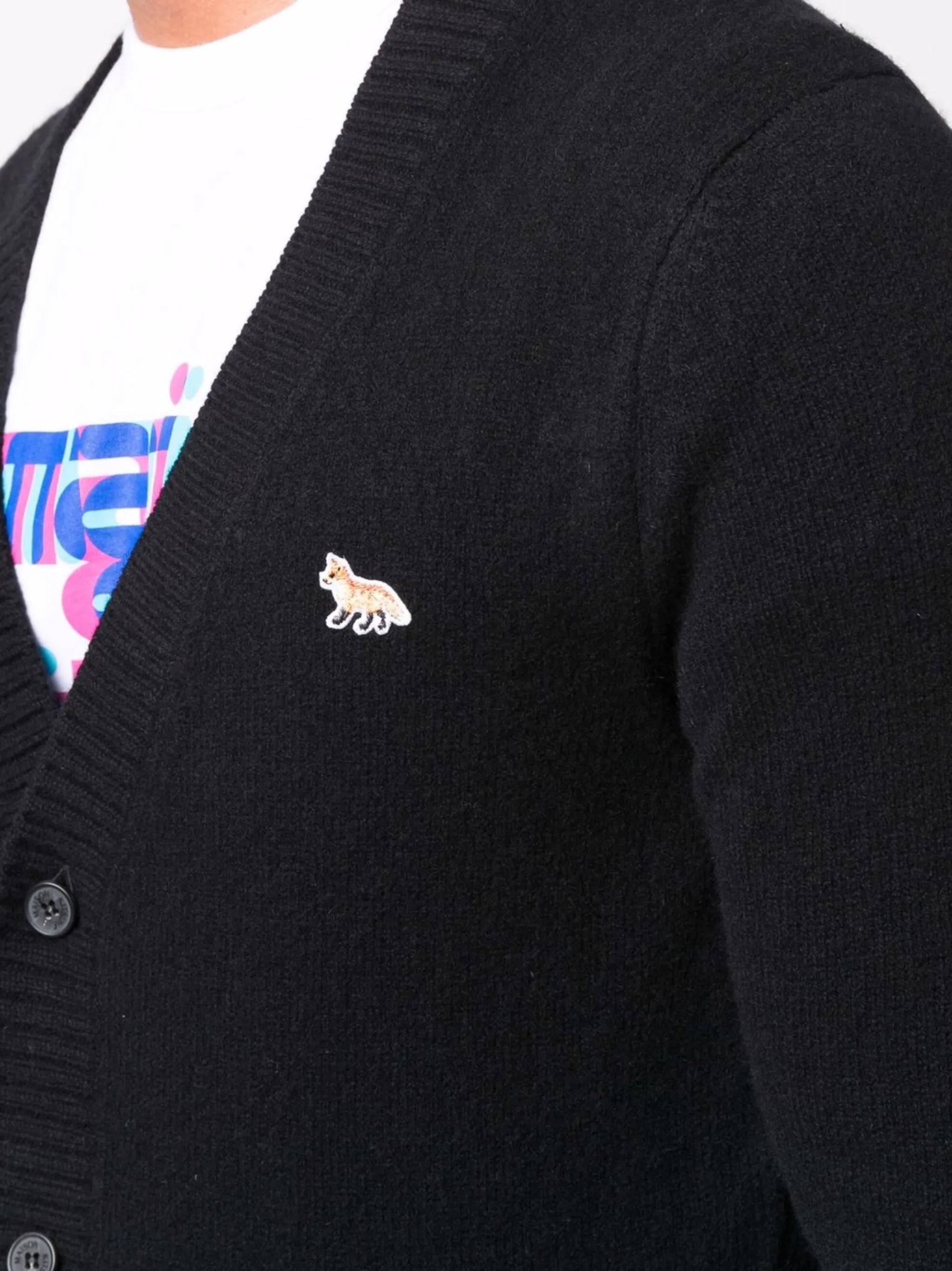 patch-detail wool cardigan
