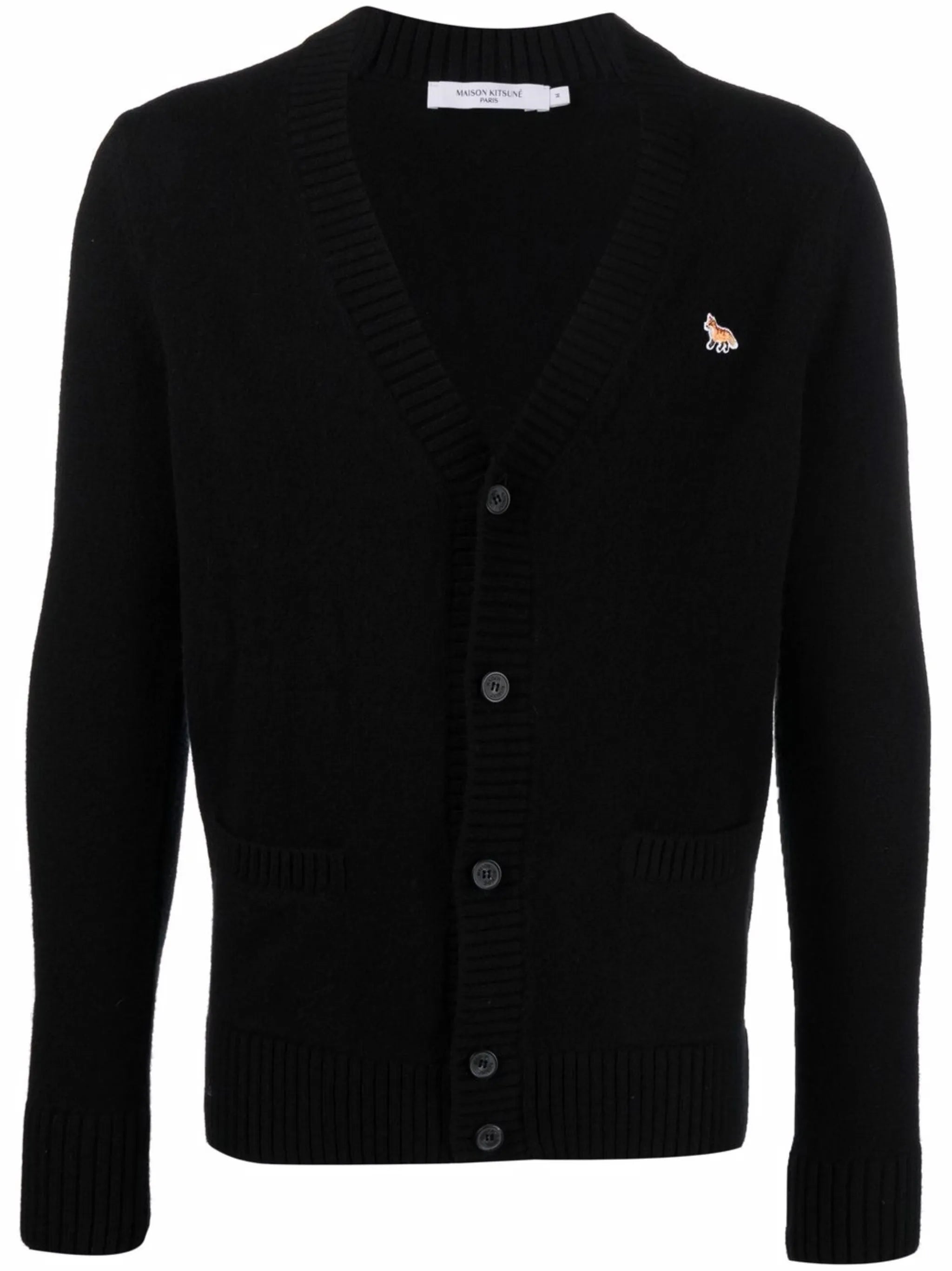 patch-detail wool cardigan