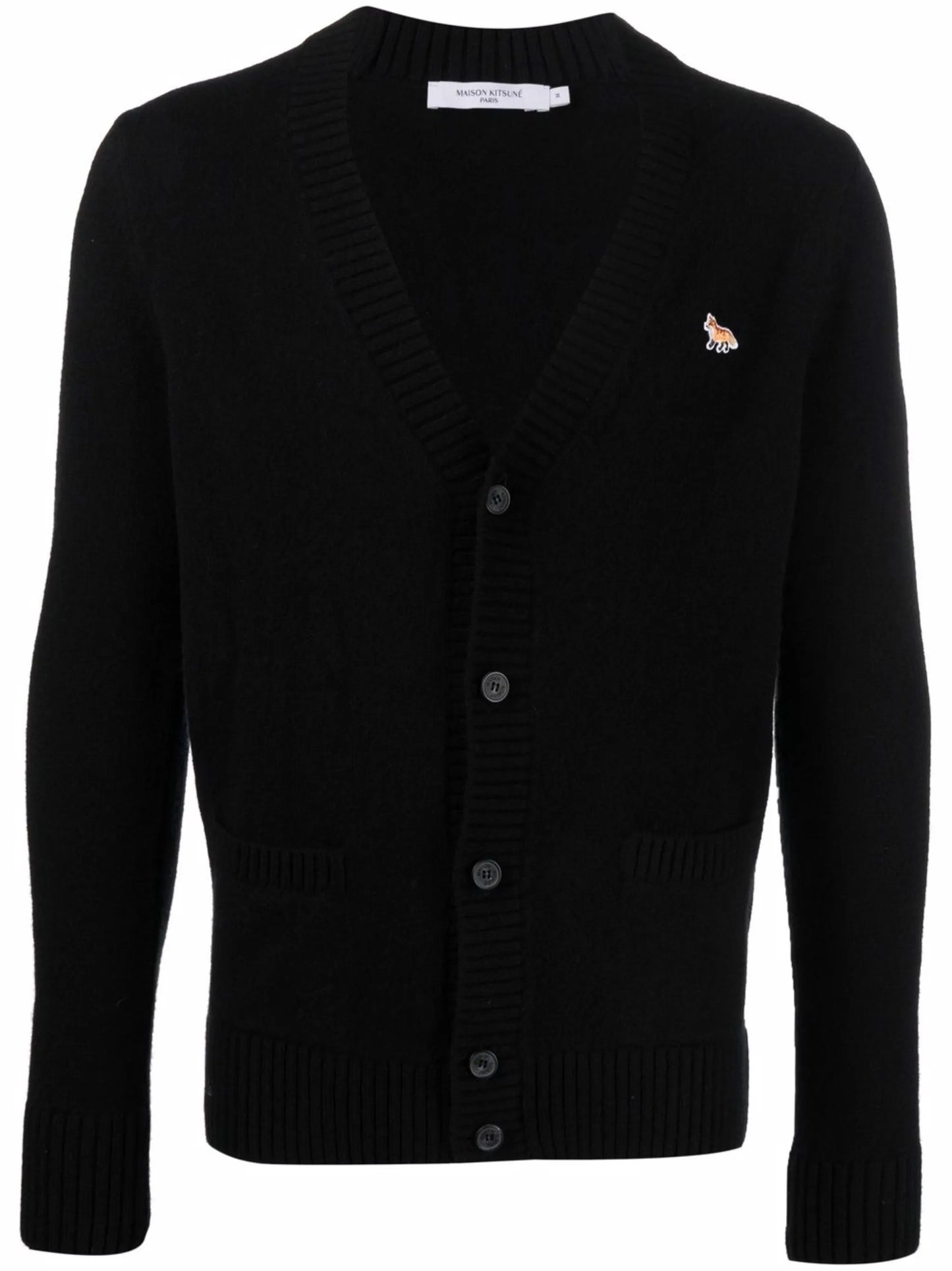 patch-detail wool cardigan