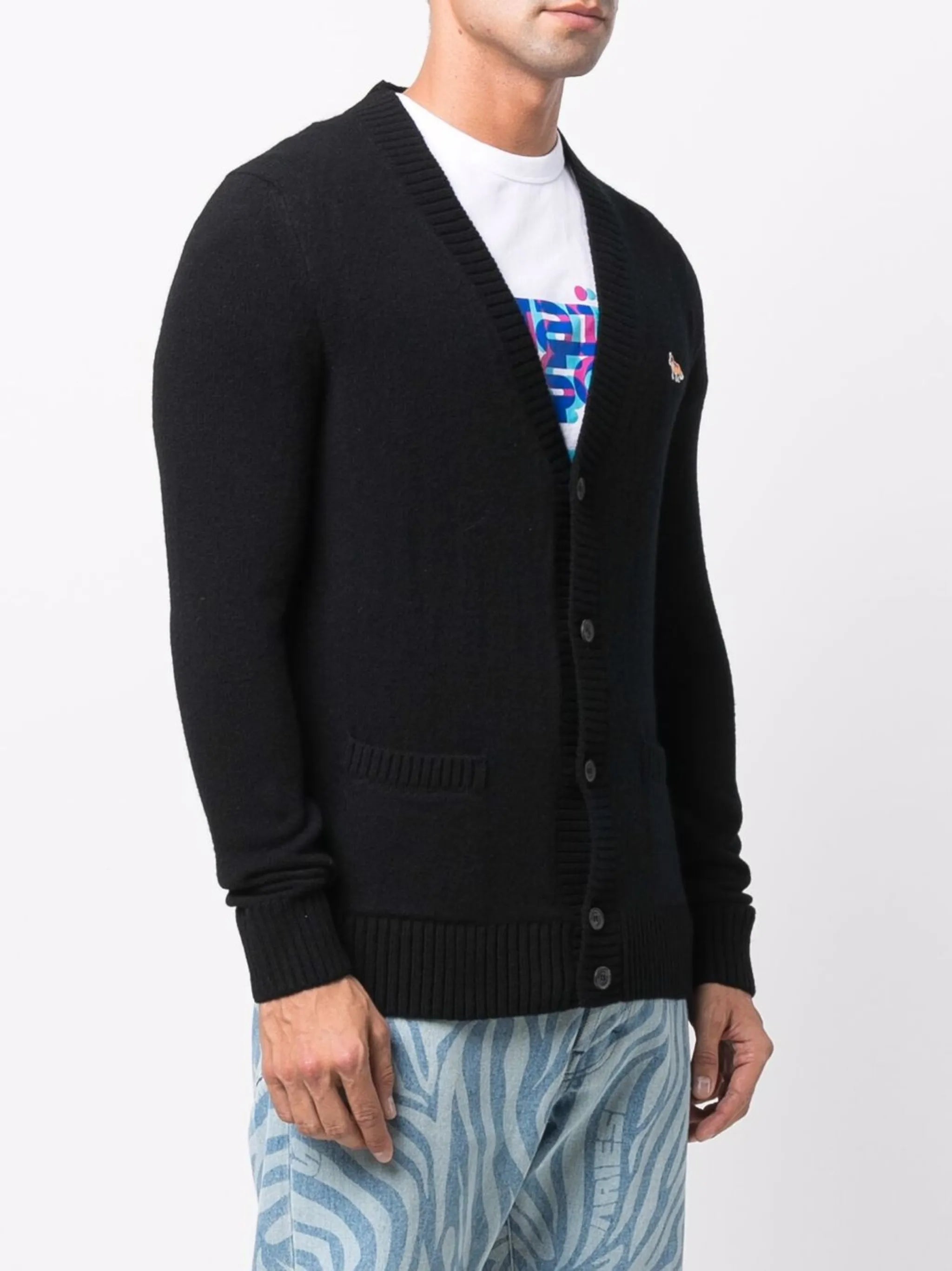 patch-detail wool cardigan