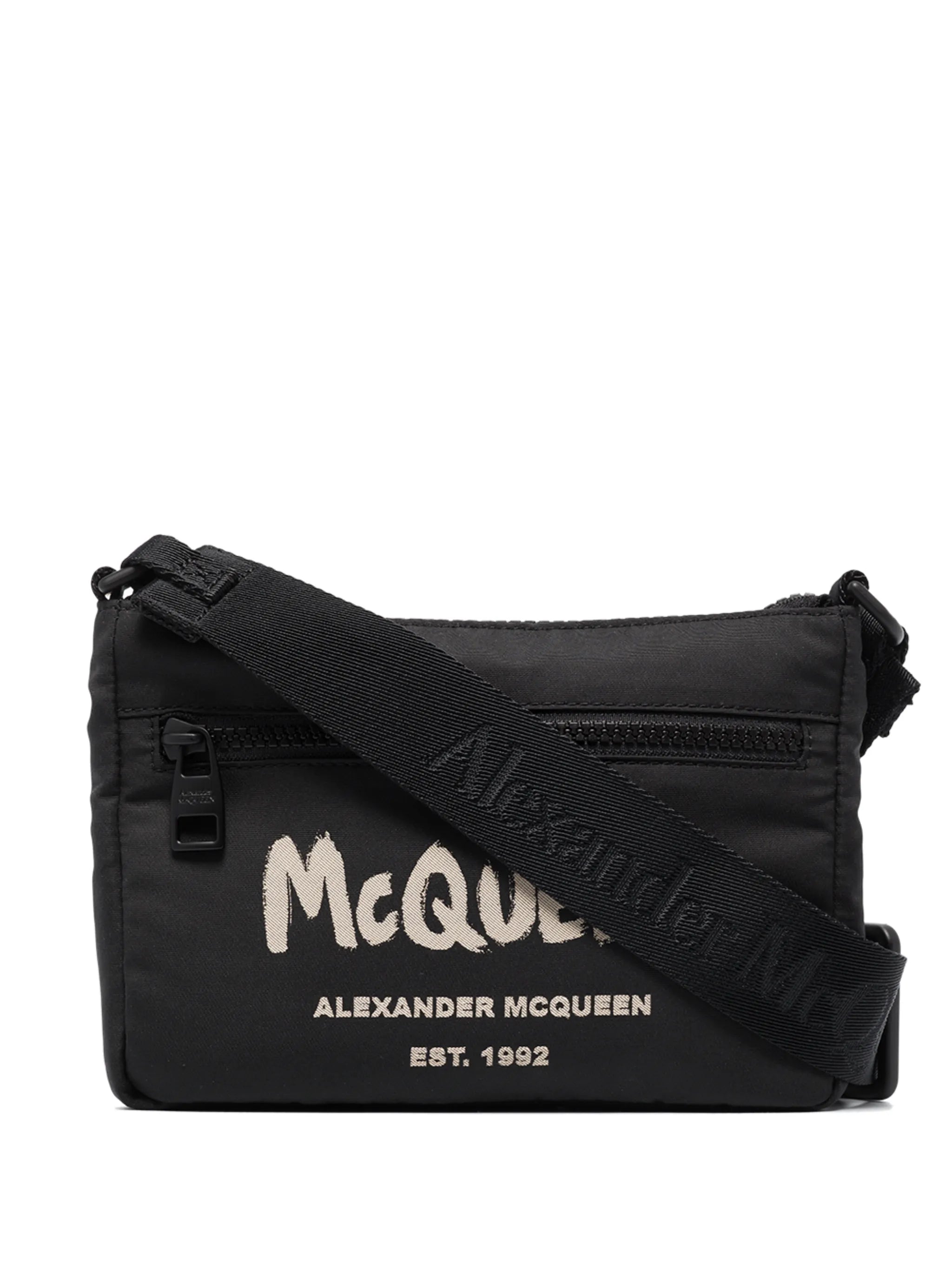 brushed logo messenger bag