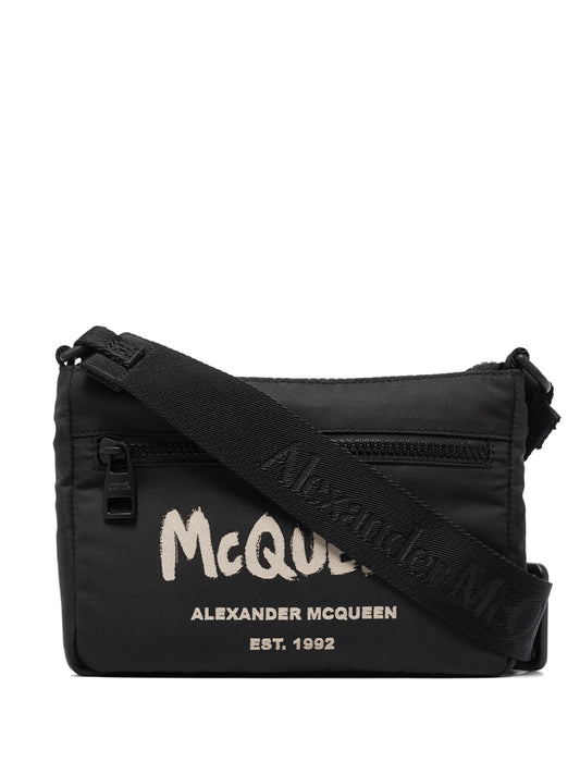 brushed logo messenger bag